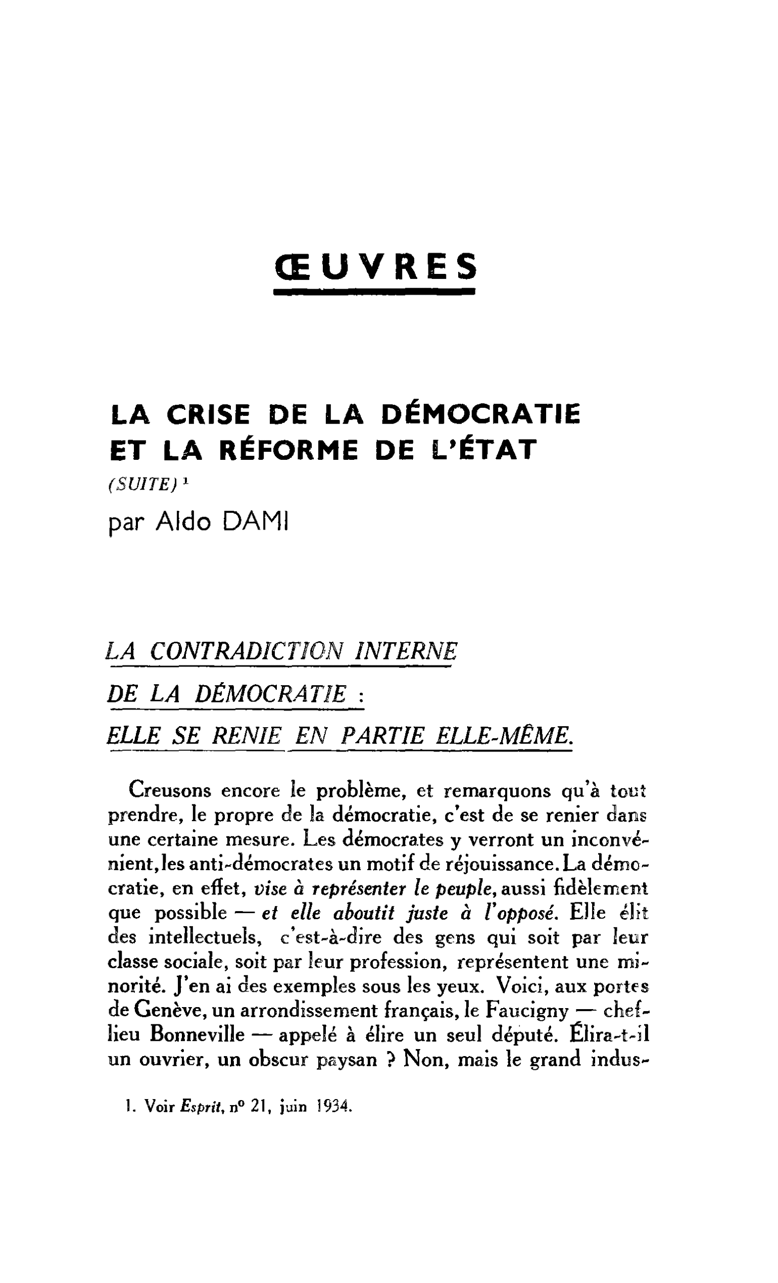 LA CRISE DE LA DÉMOCRATIE ET LA RÉFORME DE L’ÉTAT (SUITE)