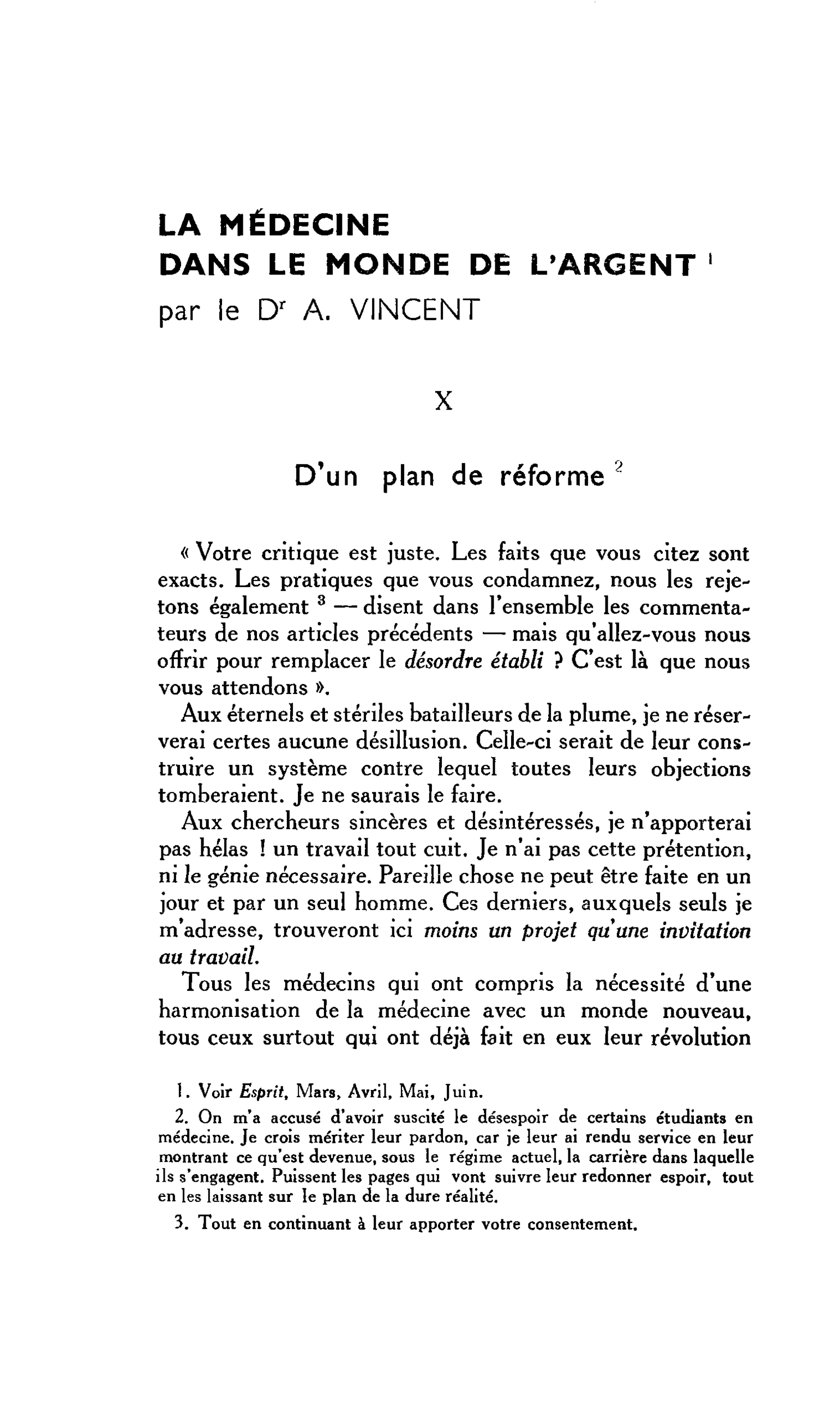 LA MÉDECINE DANS LE MONDE DE L’ARGENT