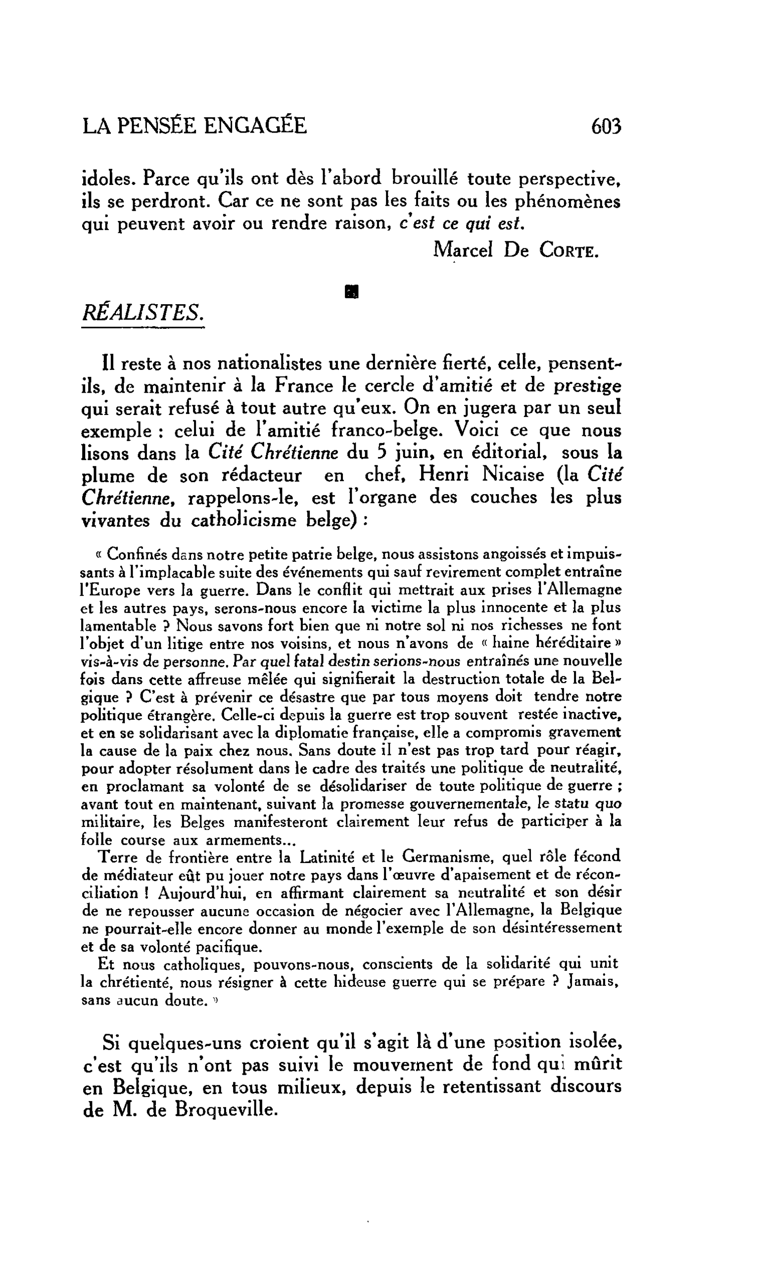 LA PENSÉE ENGAGÉE : RÉALISTES