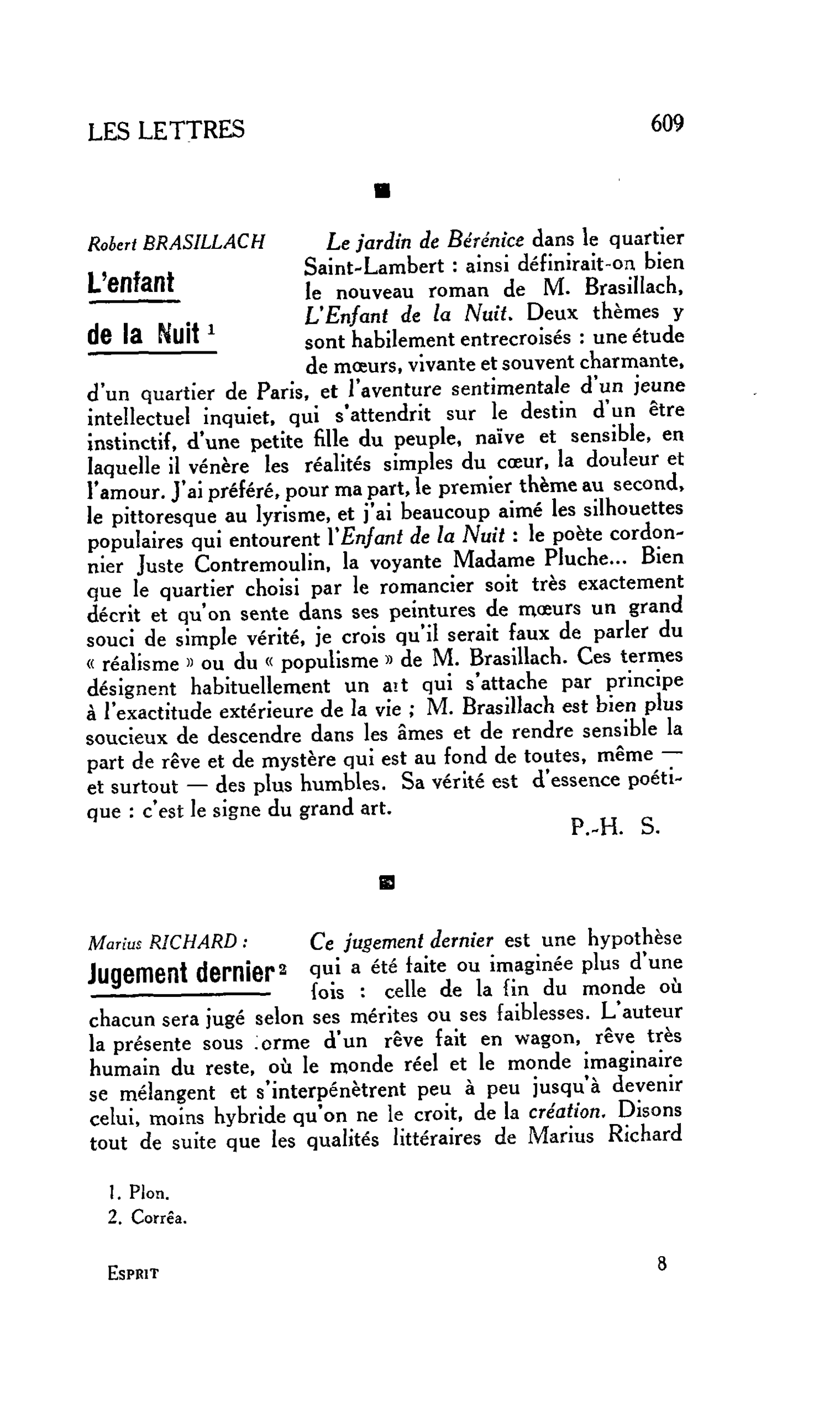 LES LETTRES : Robert BRASILLACH : L’enfant de la Nuit