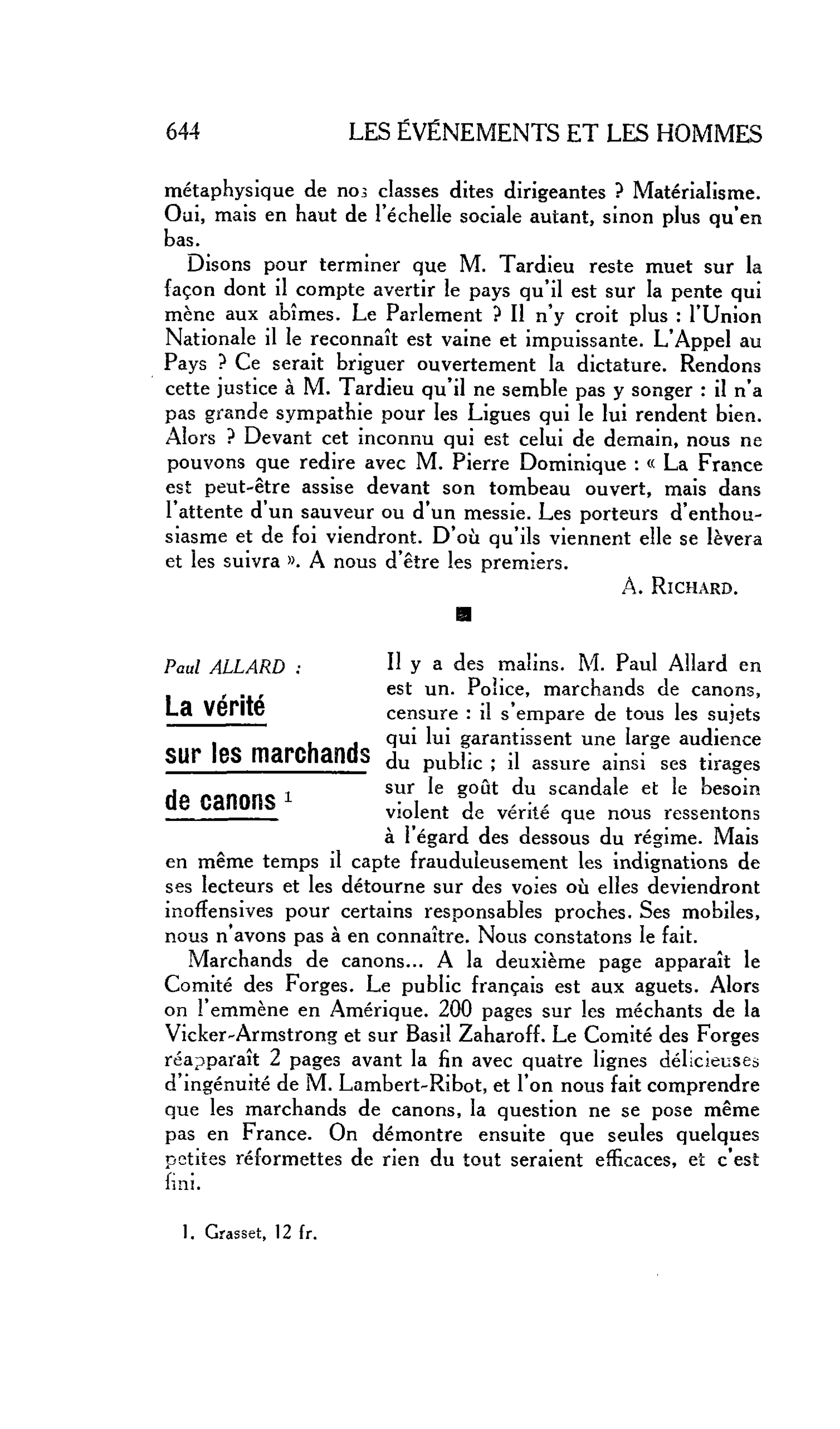 Paul ALLARD : La vérité sur les marchands de canons