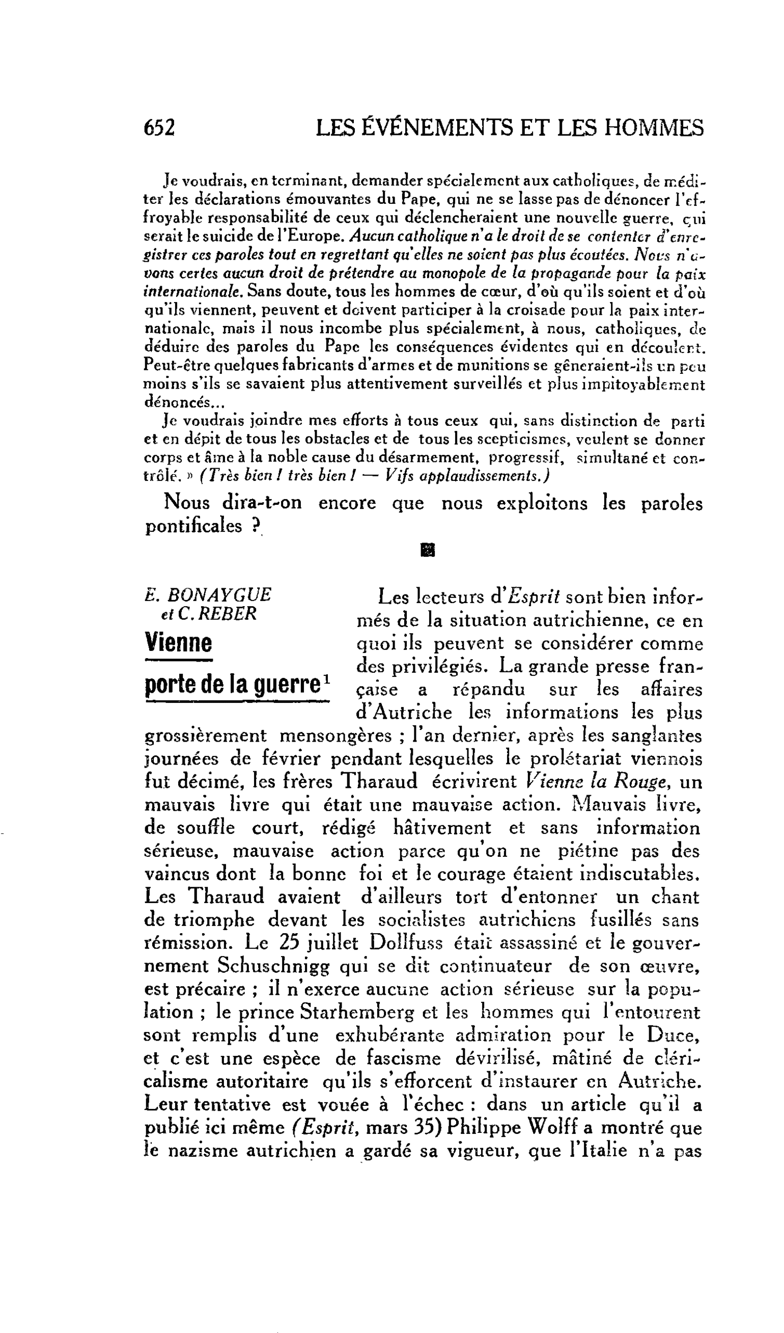 E. BONAYGUE et C. REBER Vienne porte de la guerre