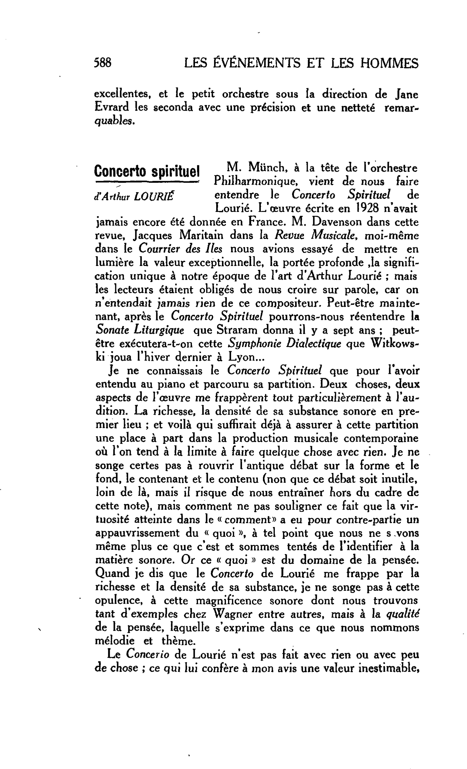 La Musique : Concerto spirituel d’Arthur LOURIÉ