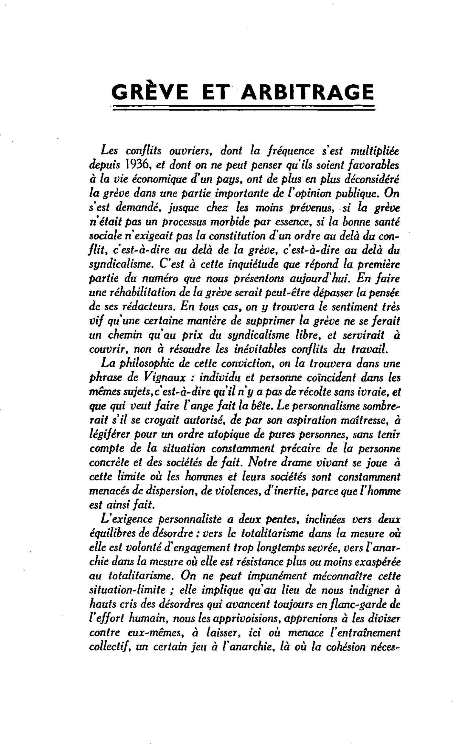 GRÈVE ET ARBITRAGE