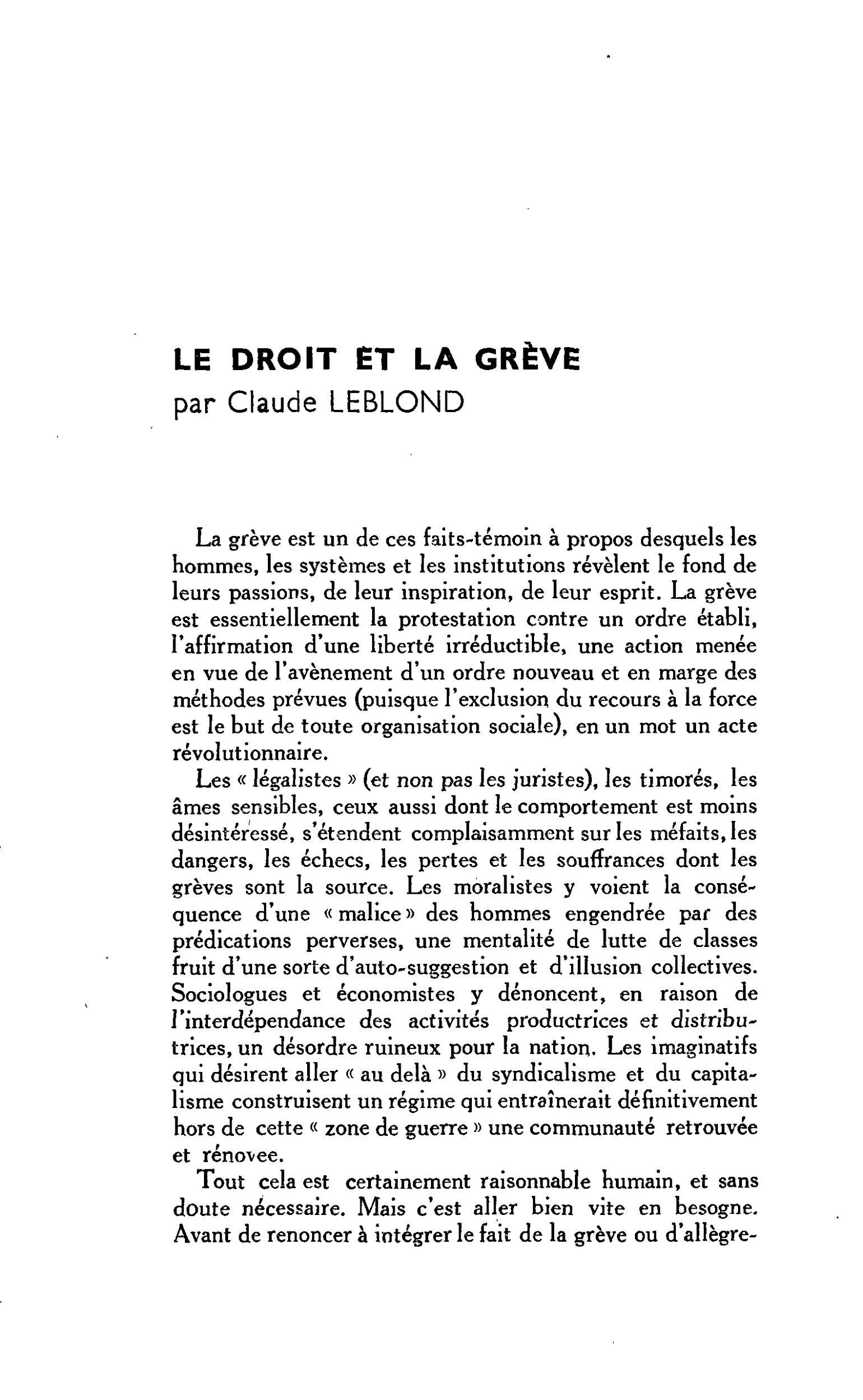 LE DROIT ET LA GRÈVE