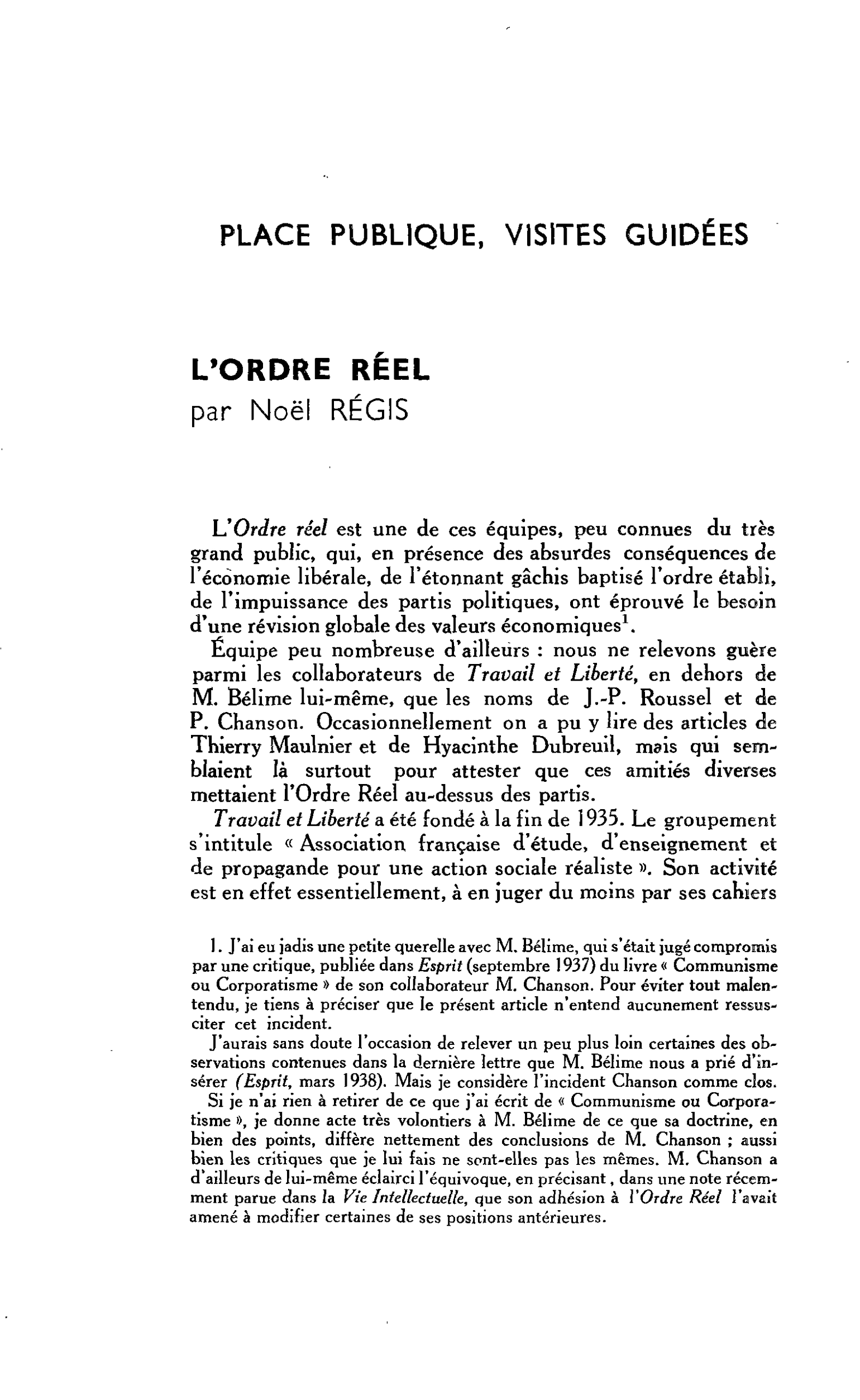 PLACE PUBLIQUE, VISITES GUIDÉES L’ORDRE RÉEL