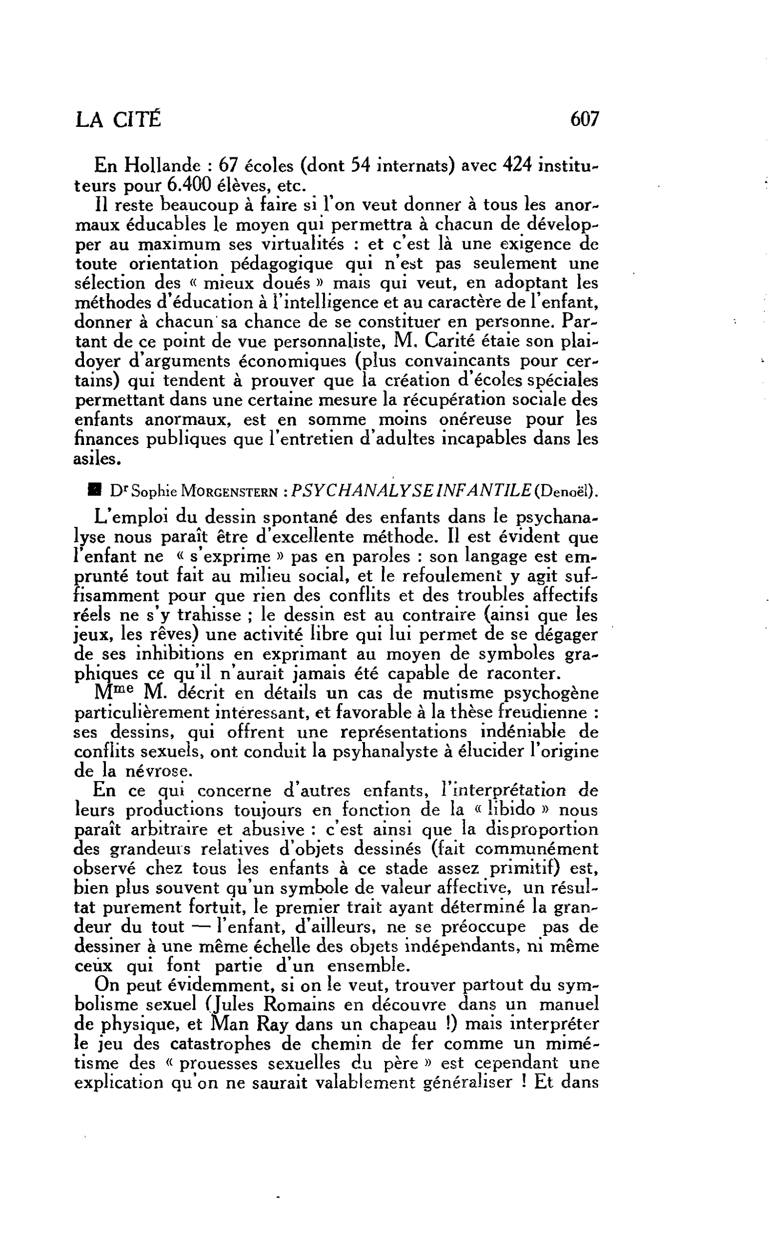 LES ARTS : Dr Sophie Morgenstern : PSYCHANALYSE INFANTILE