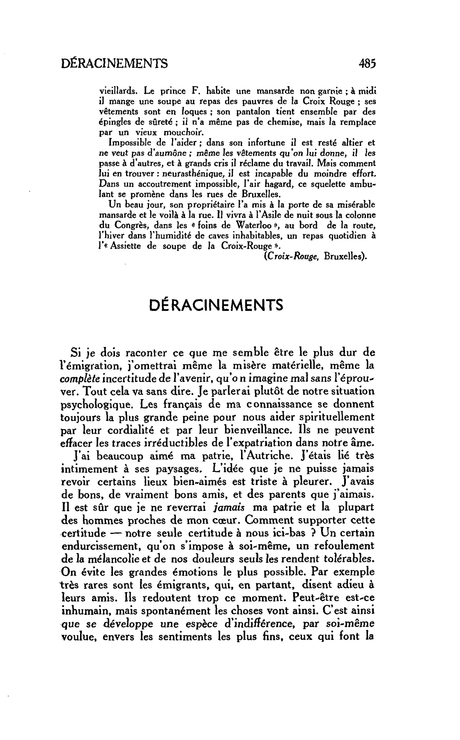 DÉRACINEMENTS