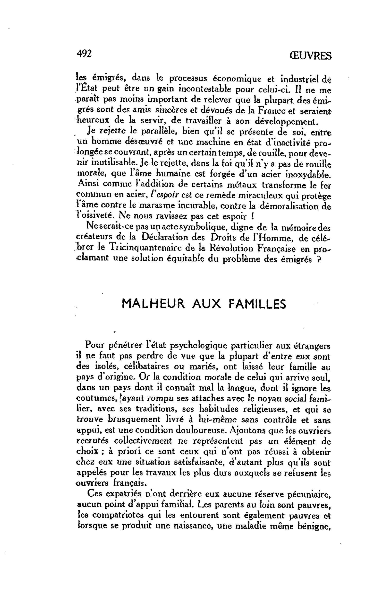 MALHEUR AUX FAMILLES