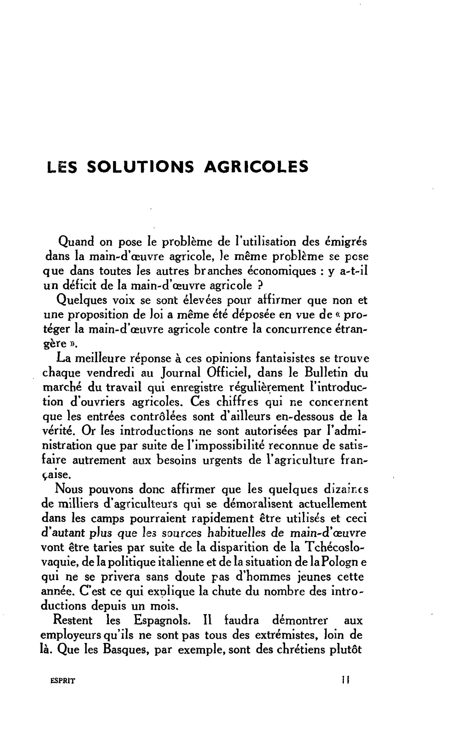 LES SOLUTIONS AGRICOLES