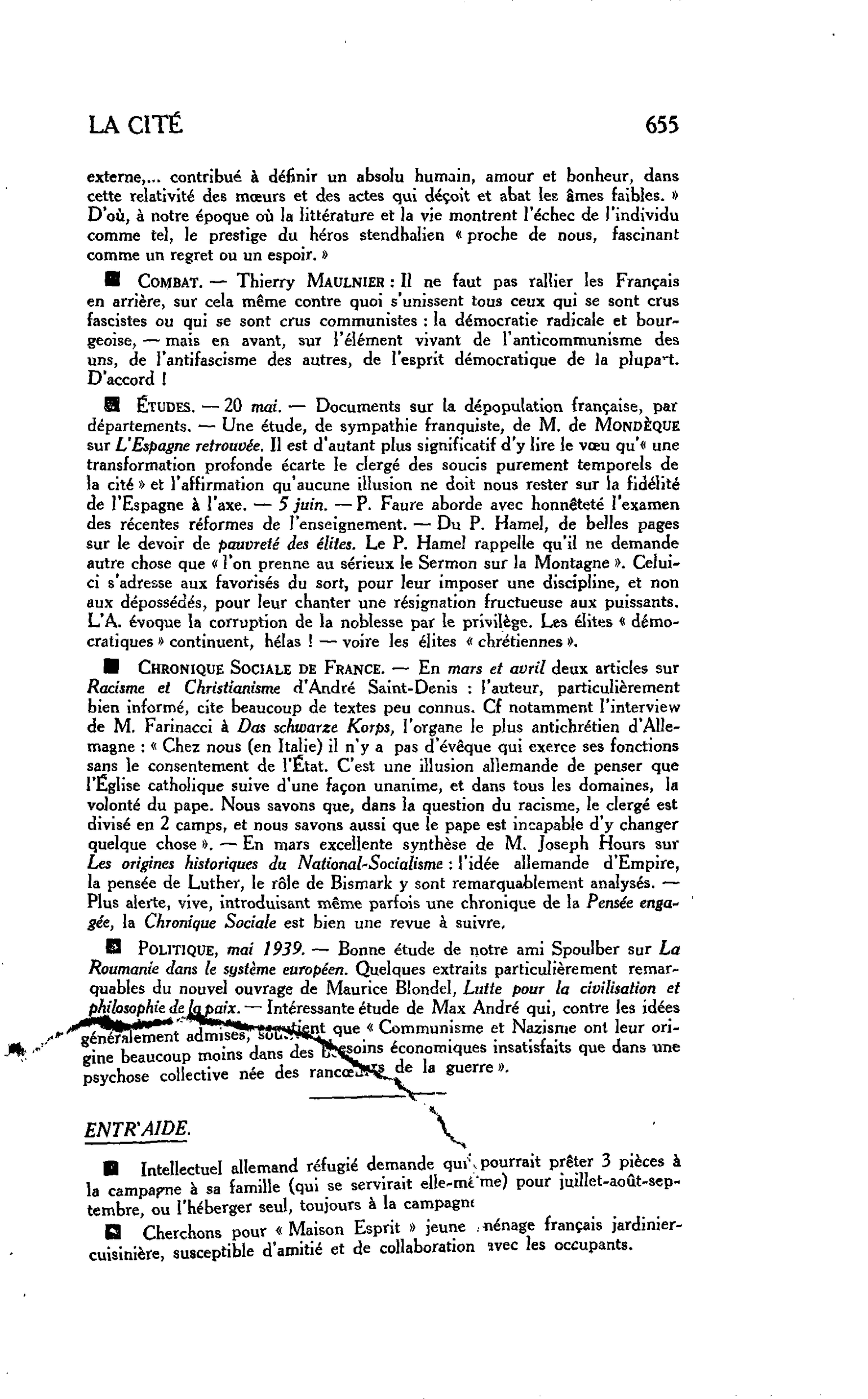 Politique, mai 1939