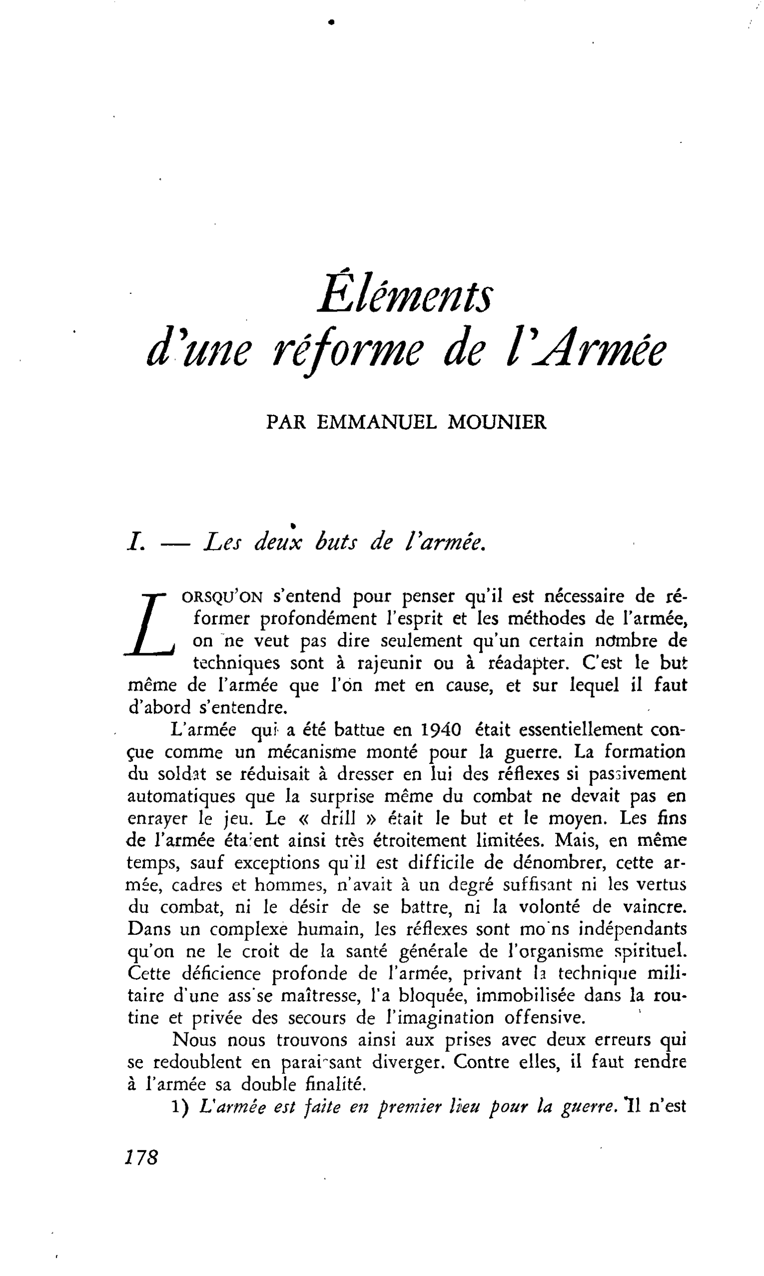 Éléments d’une réforme de l’Armée