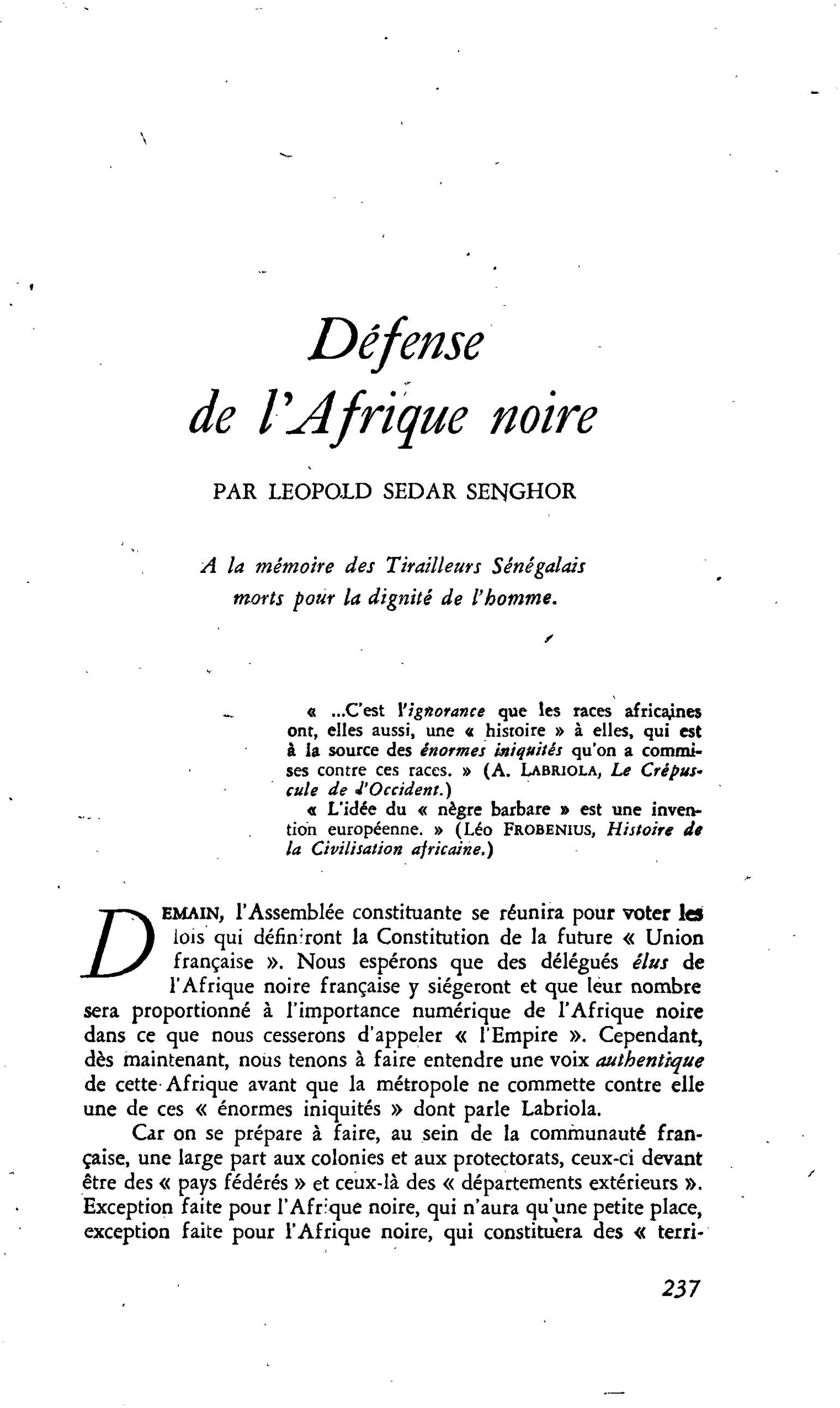 Défense de l’Afrique noire