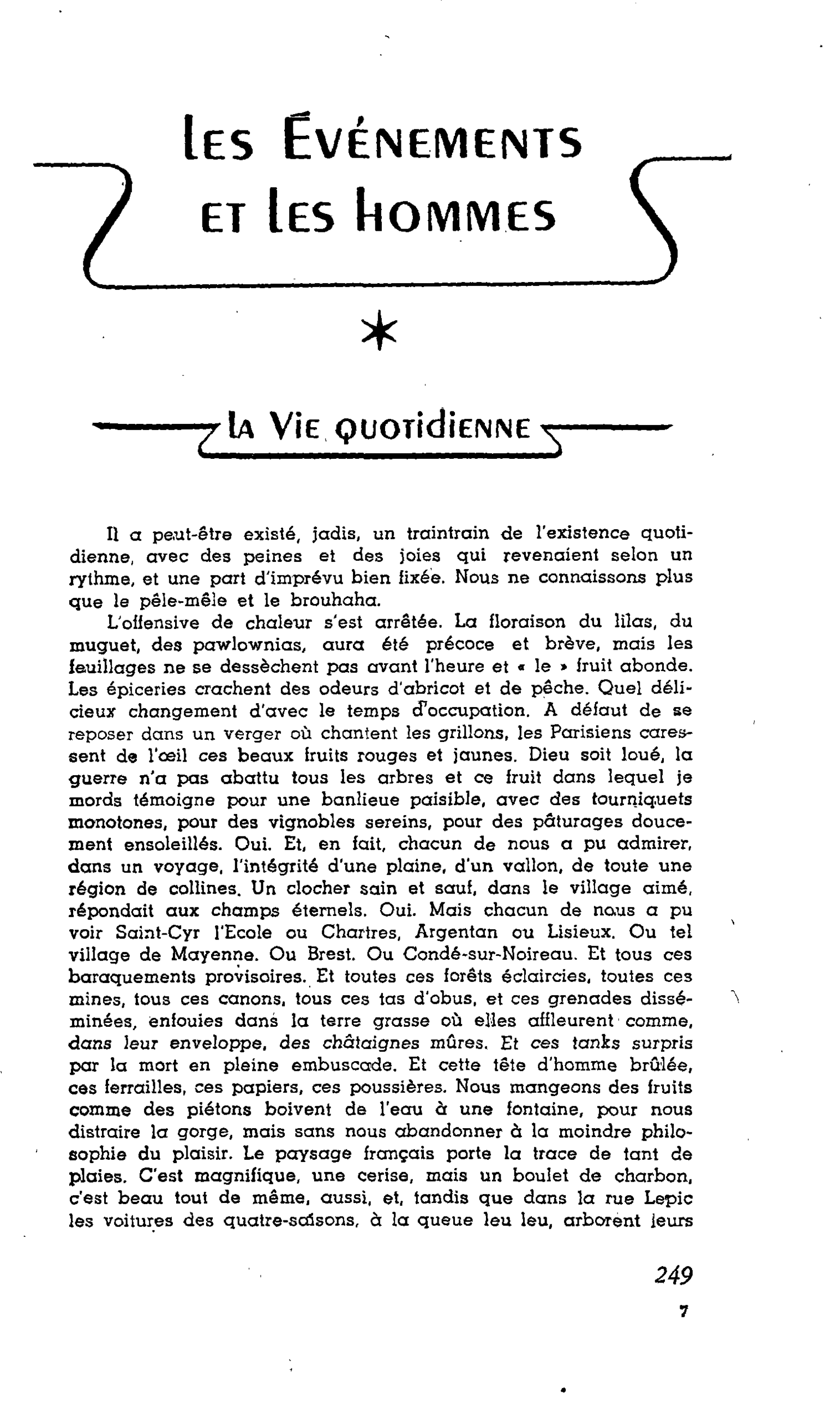 LA VIE : Quotidienne