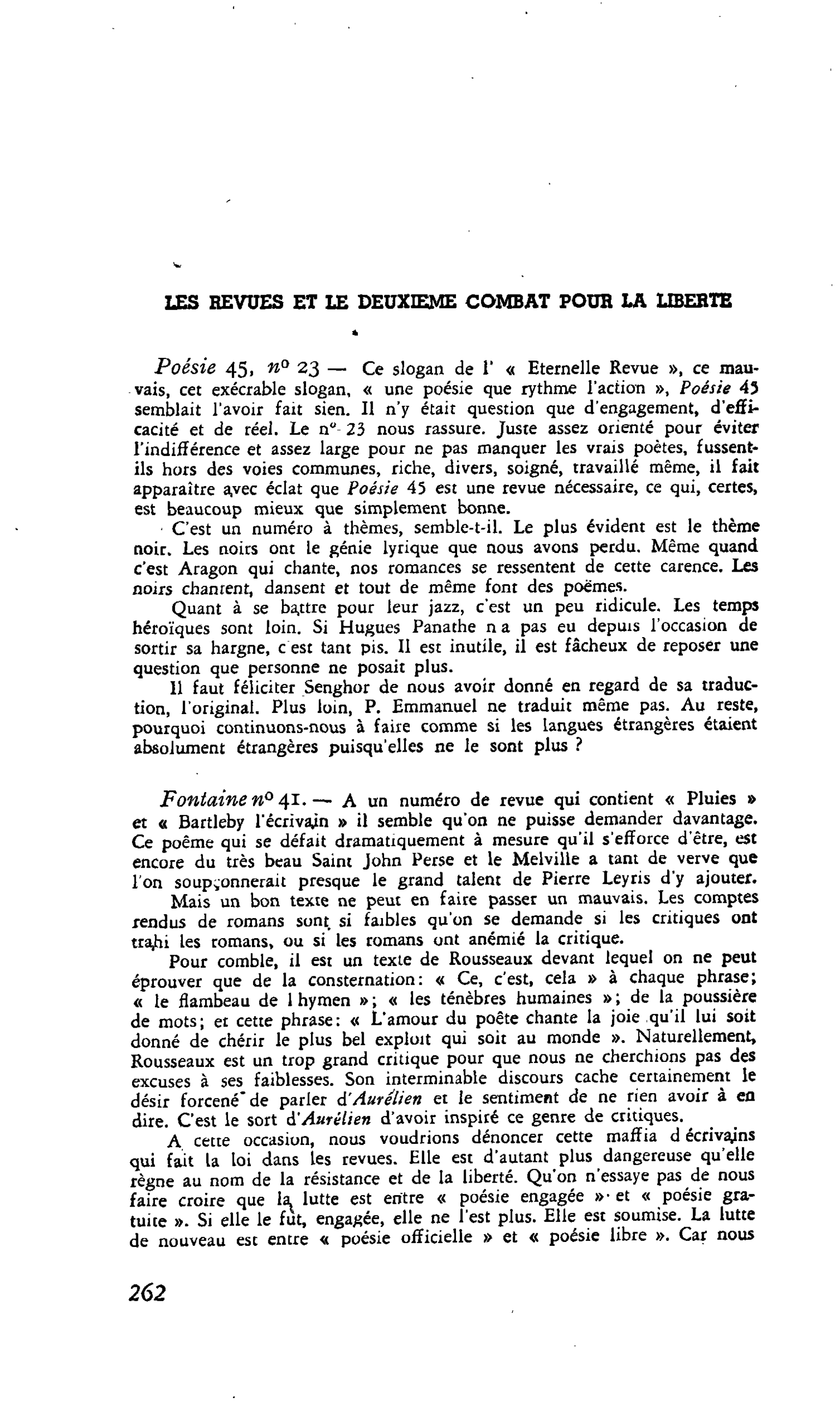 LES LETTRES : LES REVUES ET LE DEUXIEME COMBAT POUR LA LIBERTE