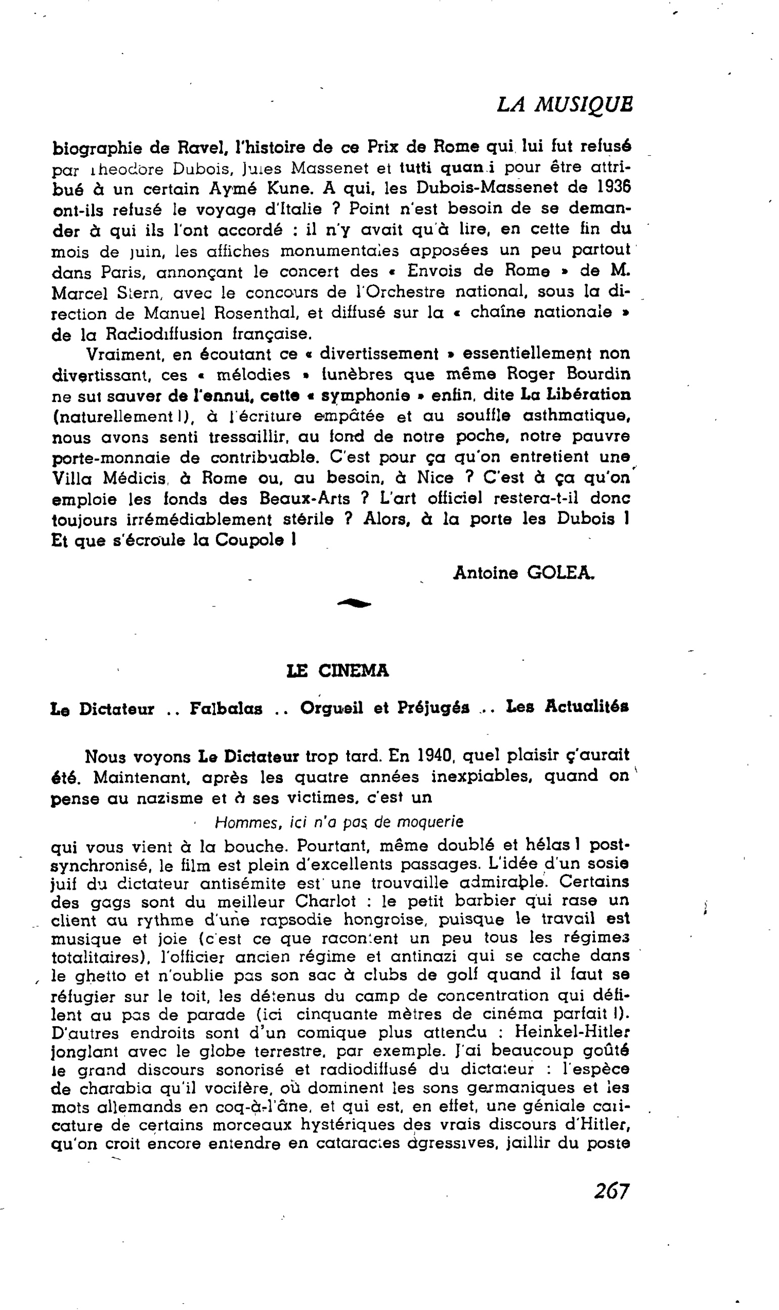 LES LETTRES : LE CINEMA