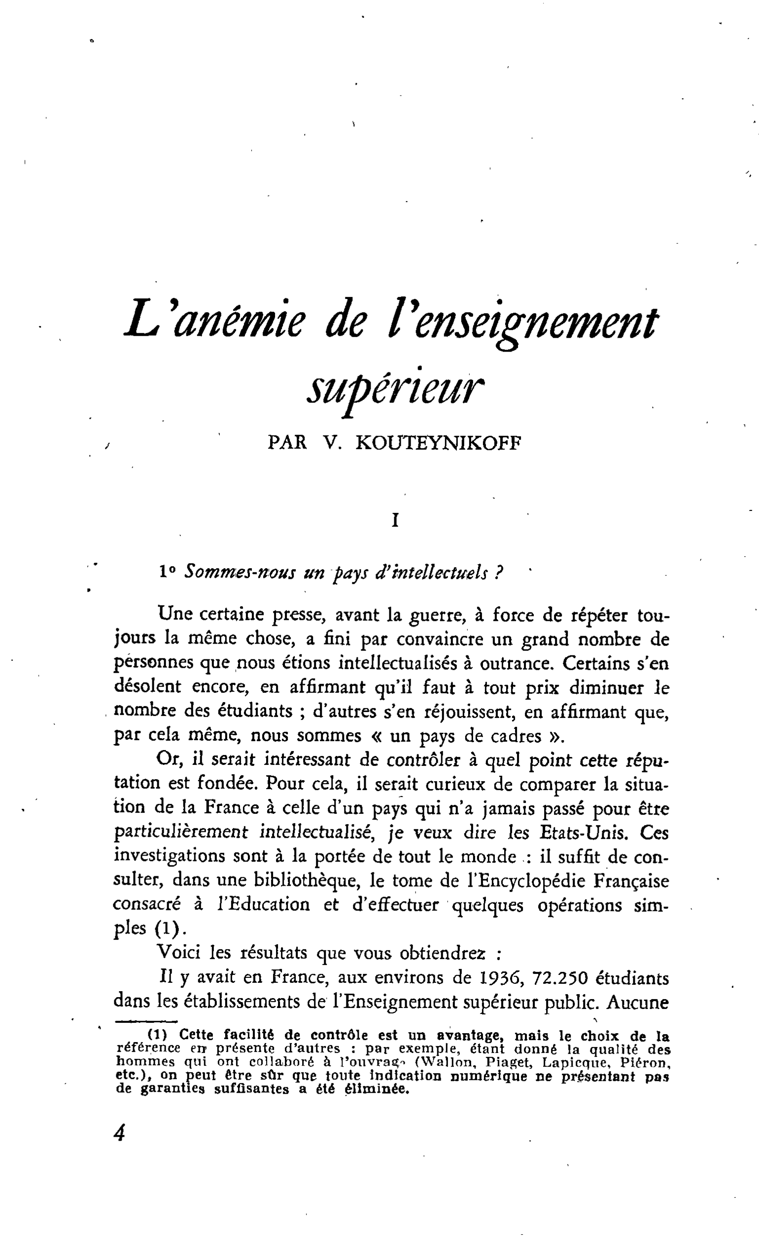 L’anémie de l’enseignement supérieur