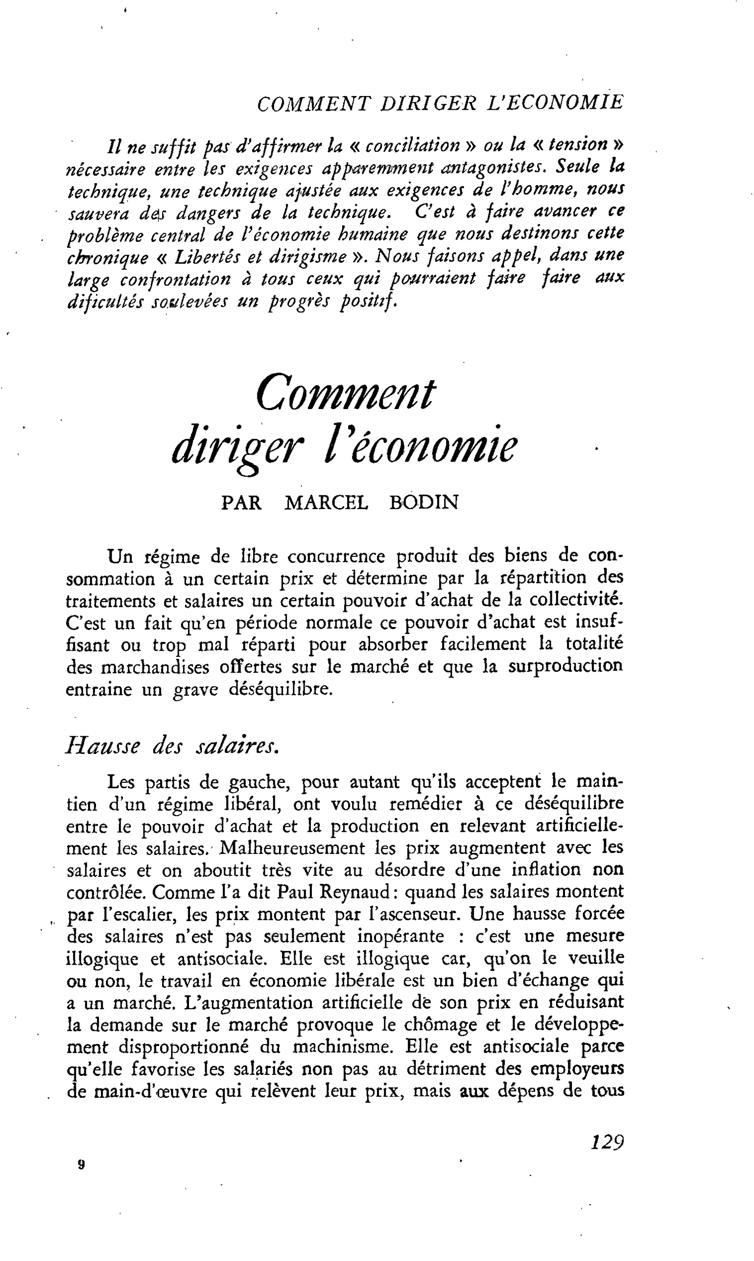 Comment diriger l’économie