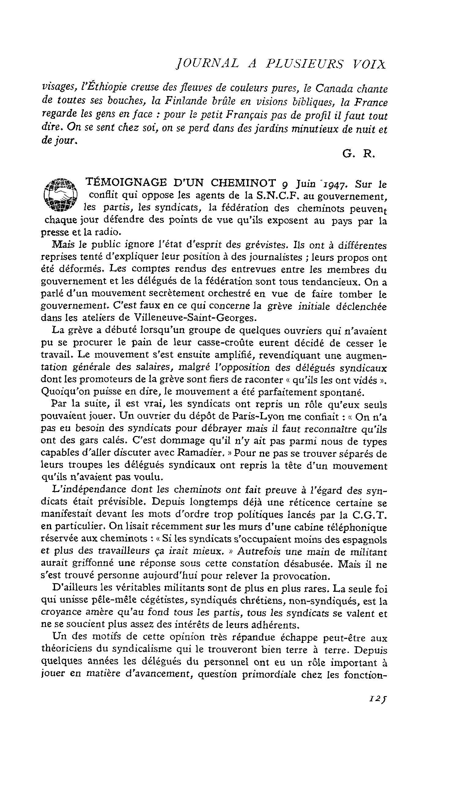 TÉMOIGNAGE D’UN CHEMINOT