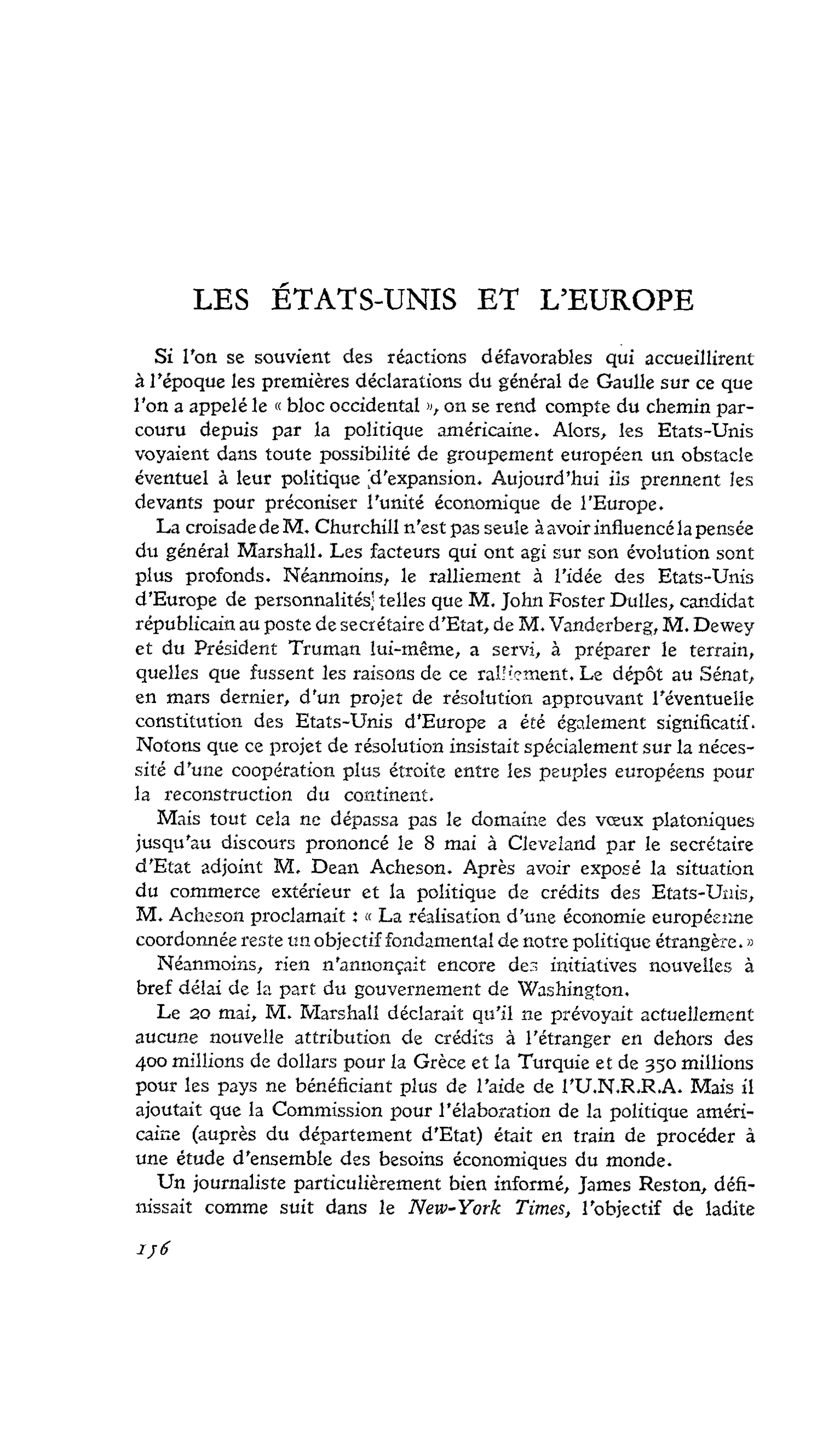 LES ETATS-UNIS ET L’EUROPE