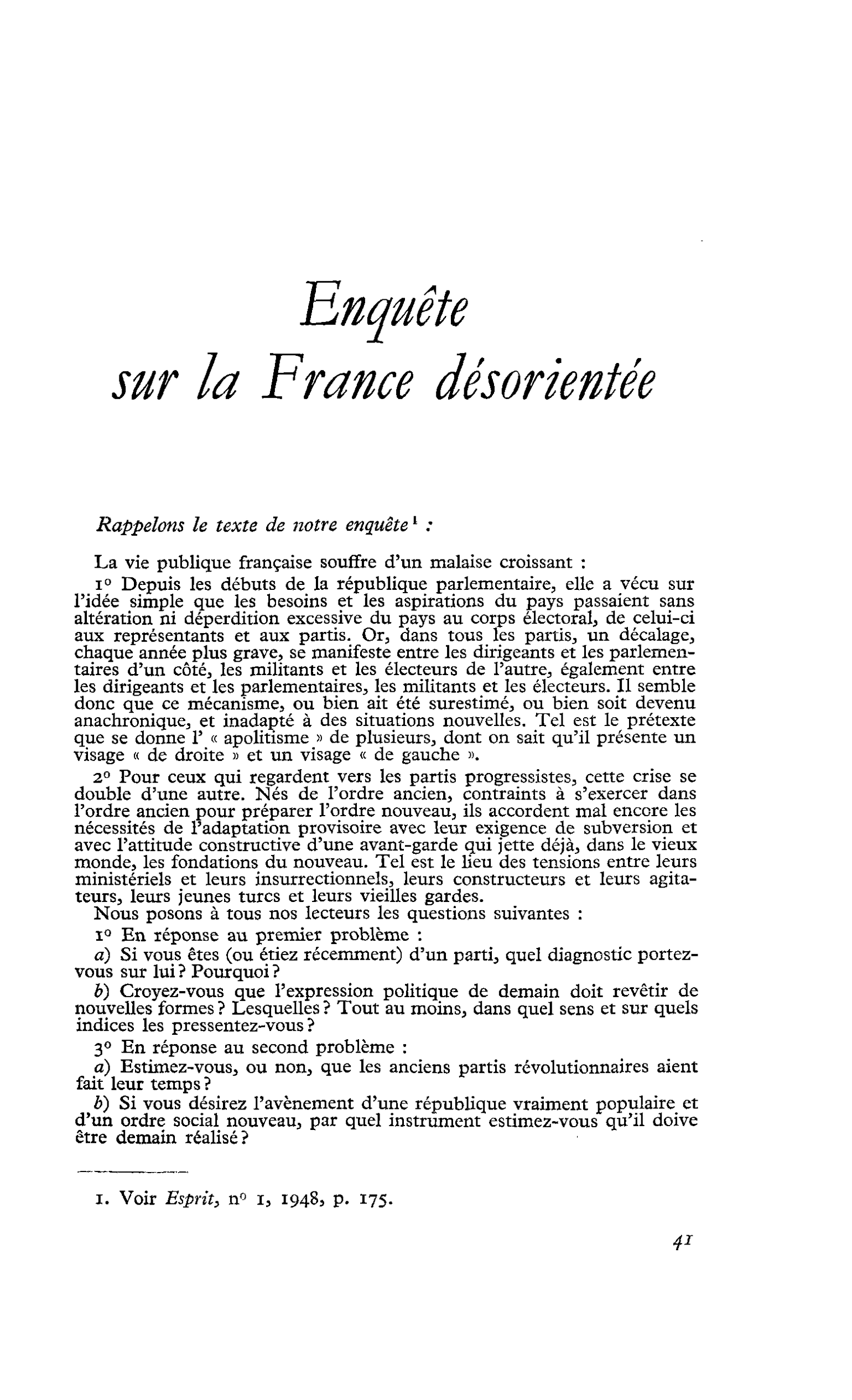 Enquête sur la France désorientée