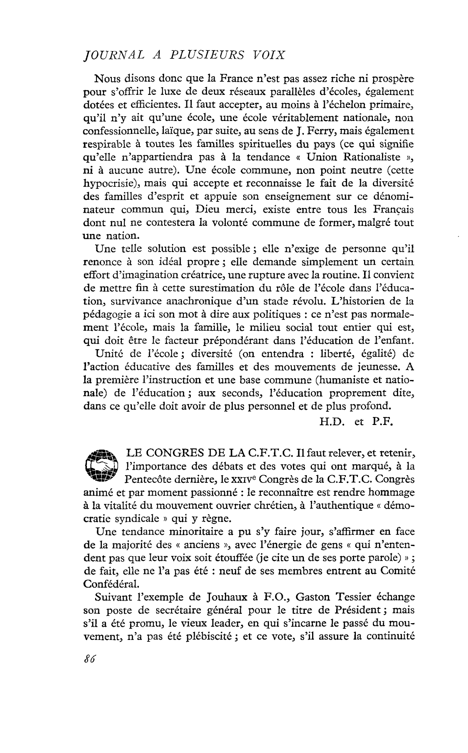 LE CONGRES DE LA C.F.T.C.