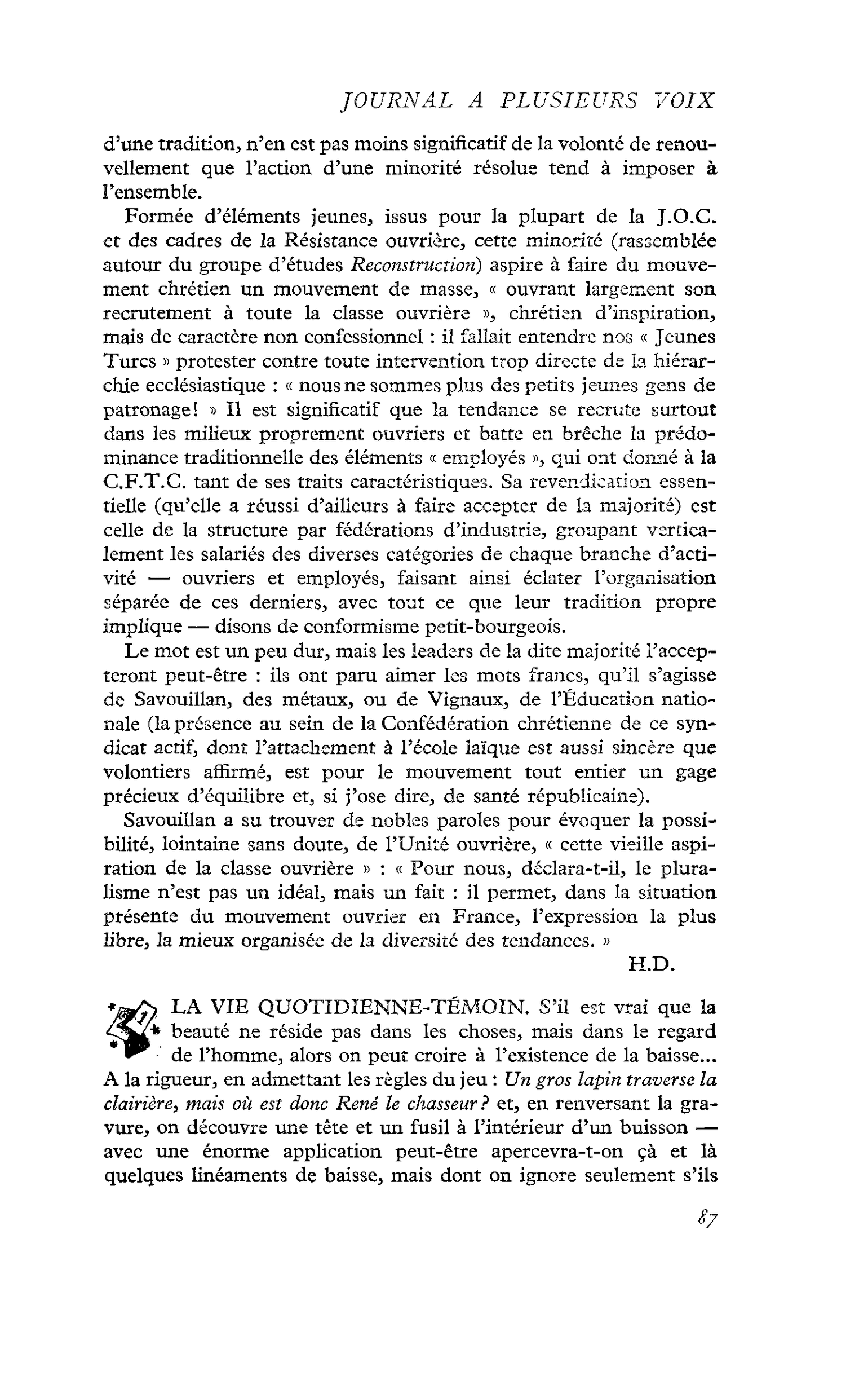 LA VIE QUOTIDIENNE-TÉMOIN