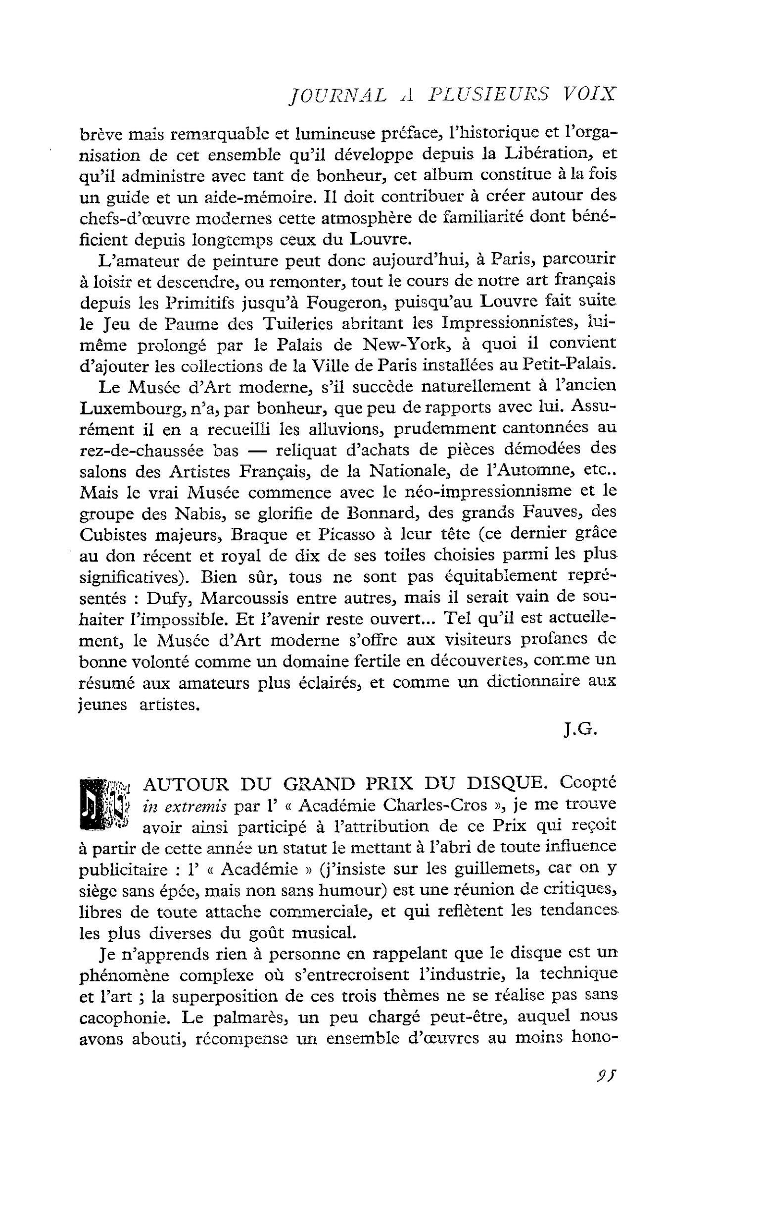 AUTOUR DU GRAND PRIX DU DISQUE
