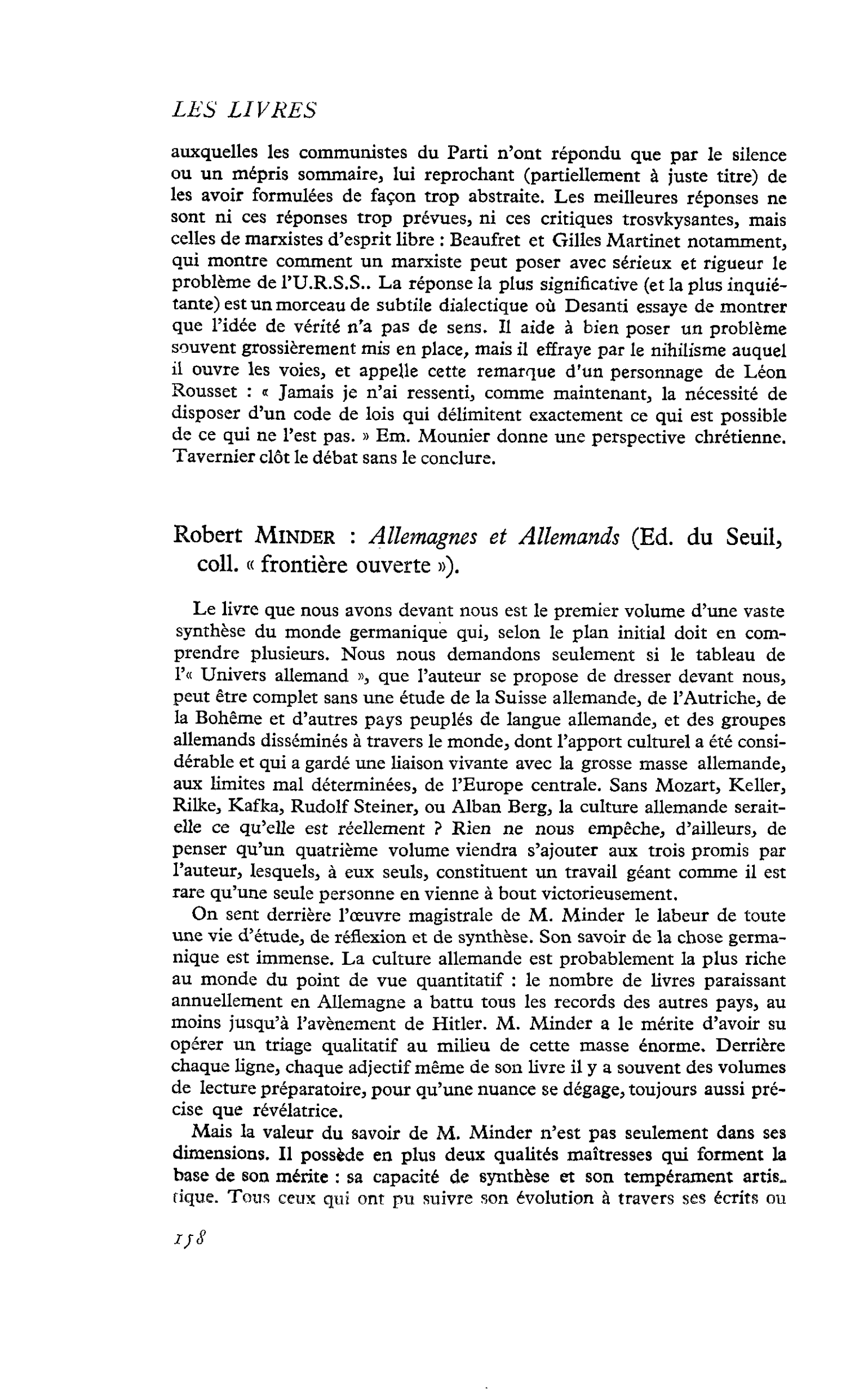 Robert Minder : Allemagnes et Allemands