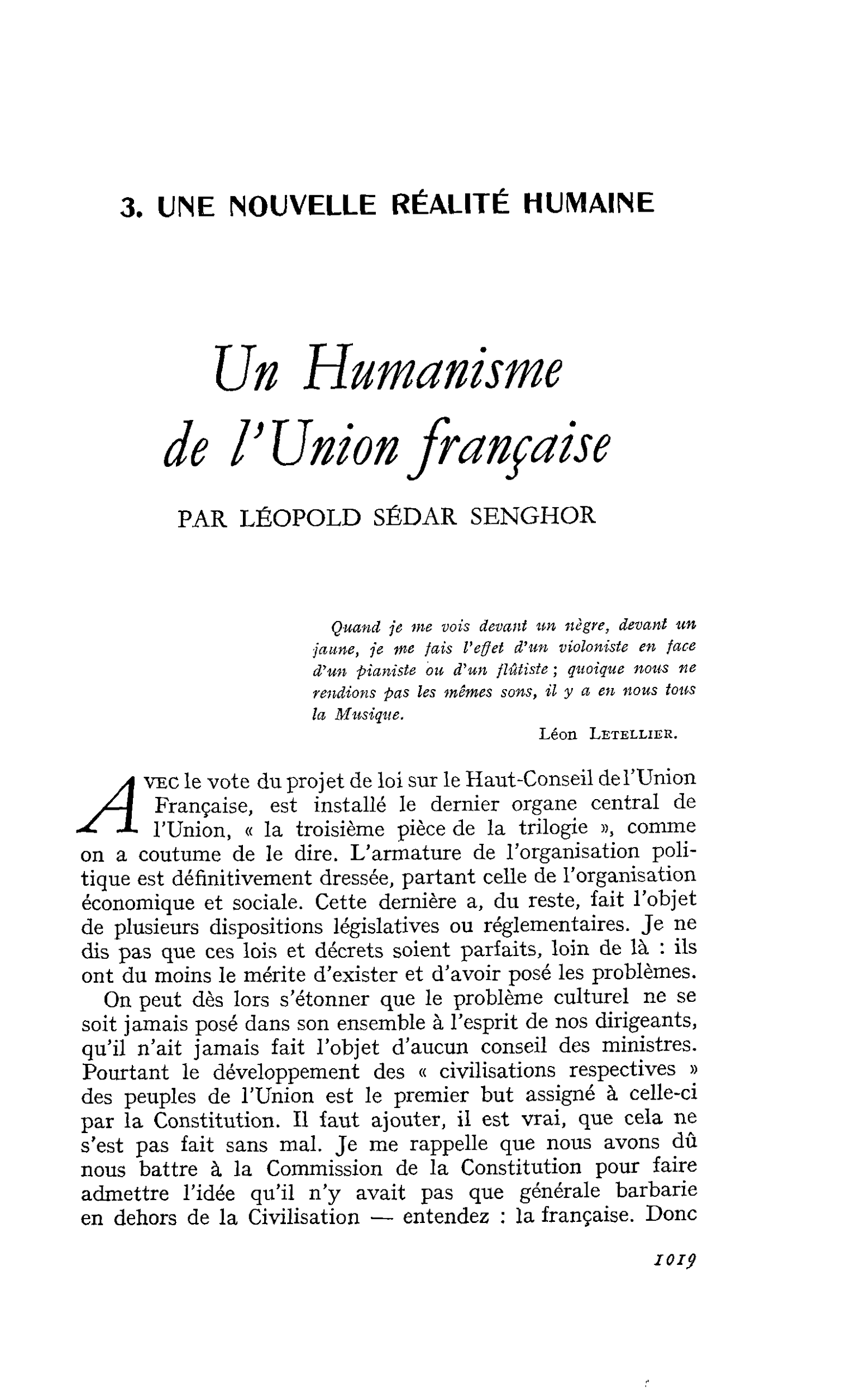 Un Humanisme de l’Union française