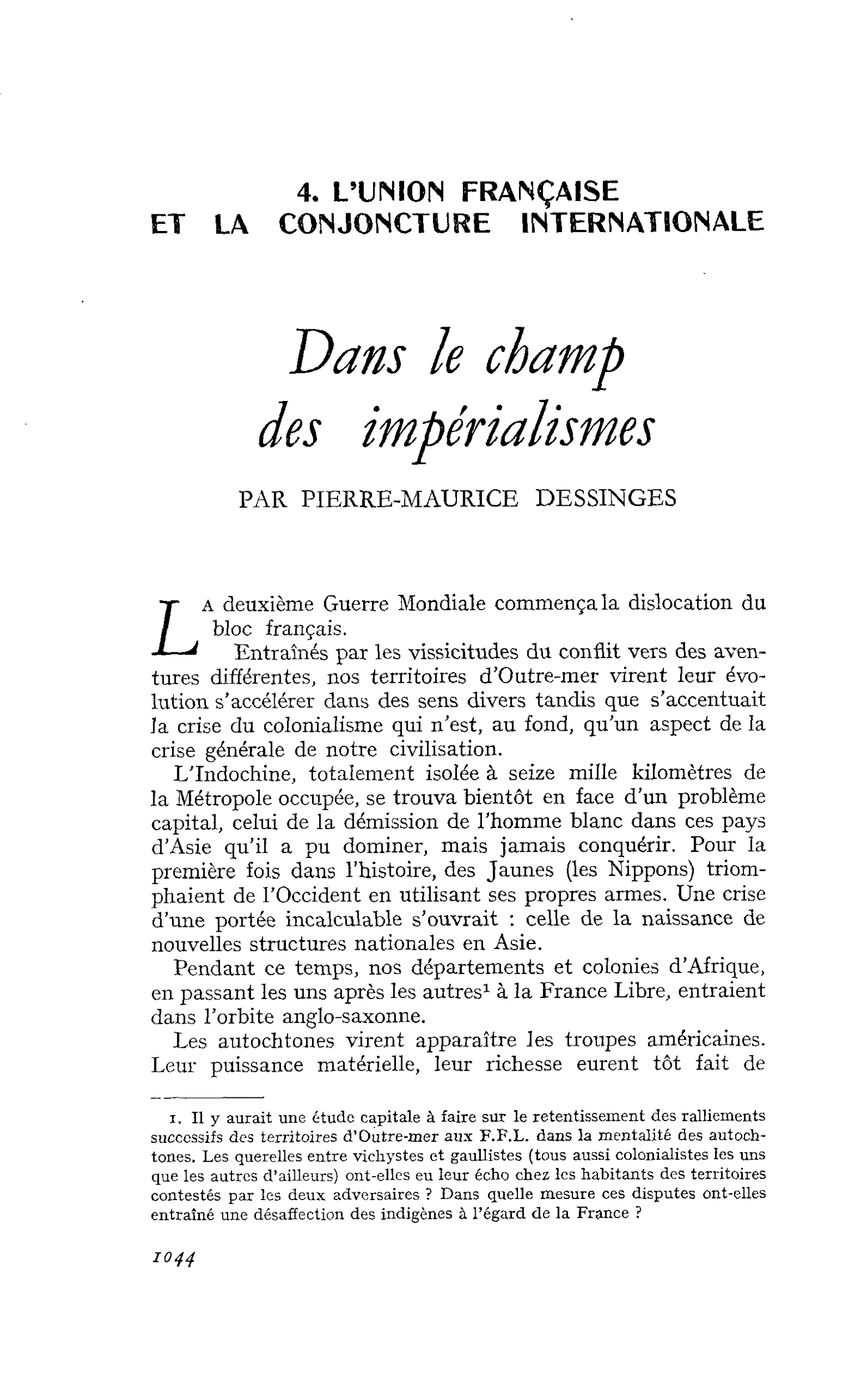 Dans le champ des impérialismes