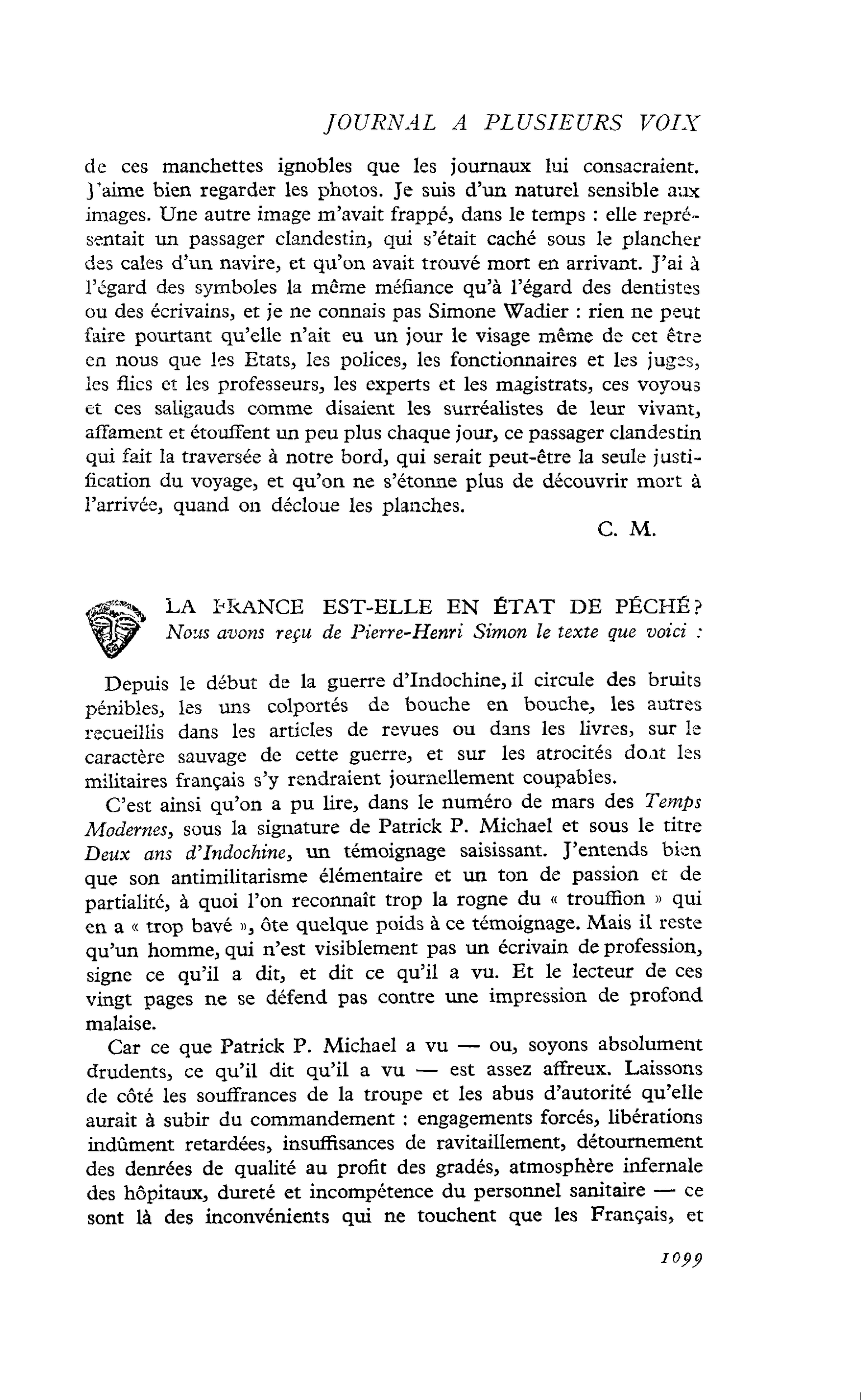 LA FRANCE EST-ELLE EN ÉTAT DE PÉCHÉ ?