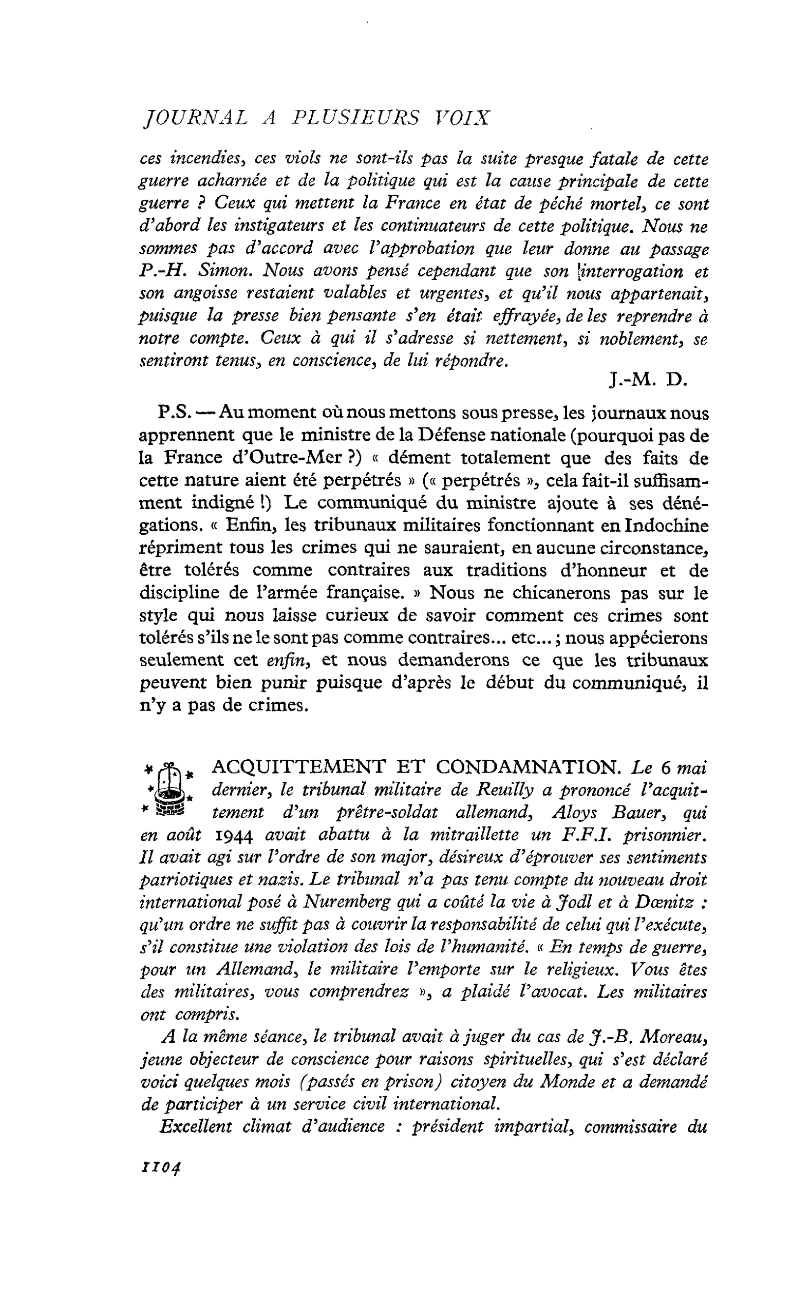 ACQUITTEMENT ET CONDAMNATION