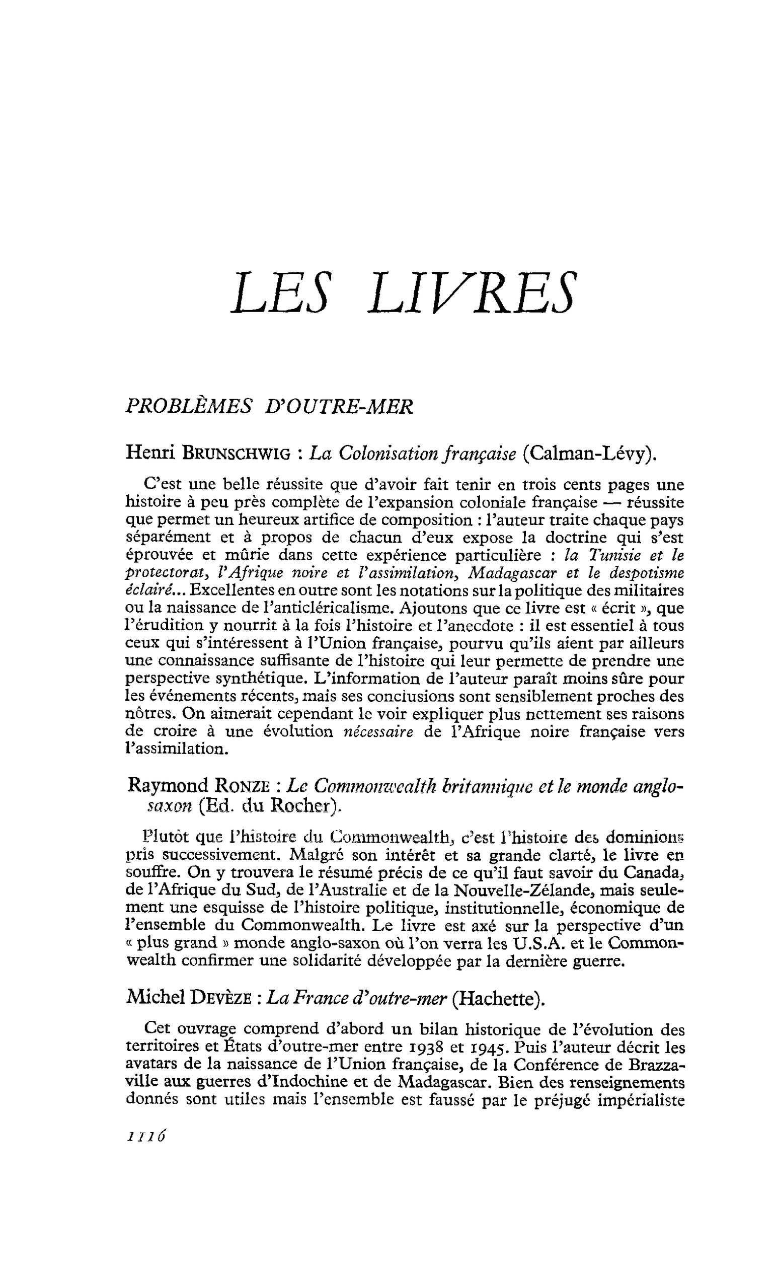 Michel DevÈze : La France d’outre-mer