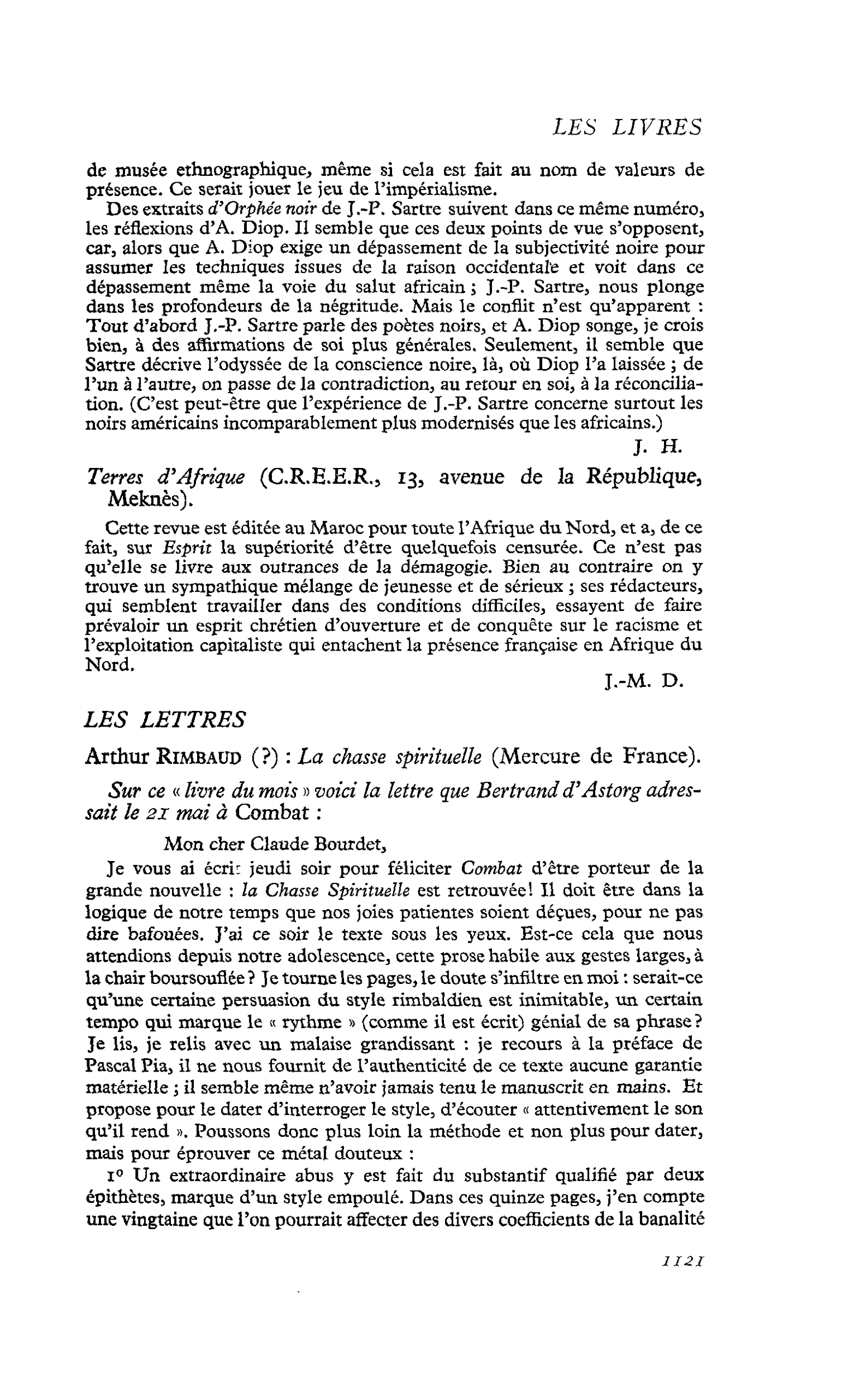 Arthur Rimbaud (?) : La chasse spirituelle