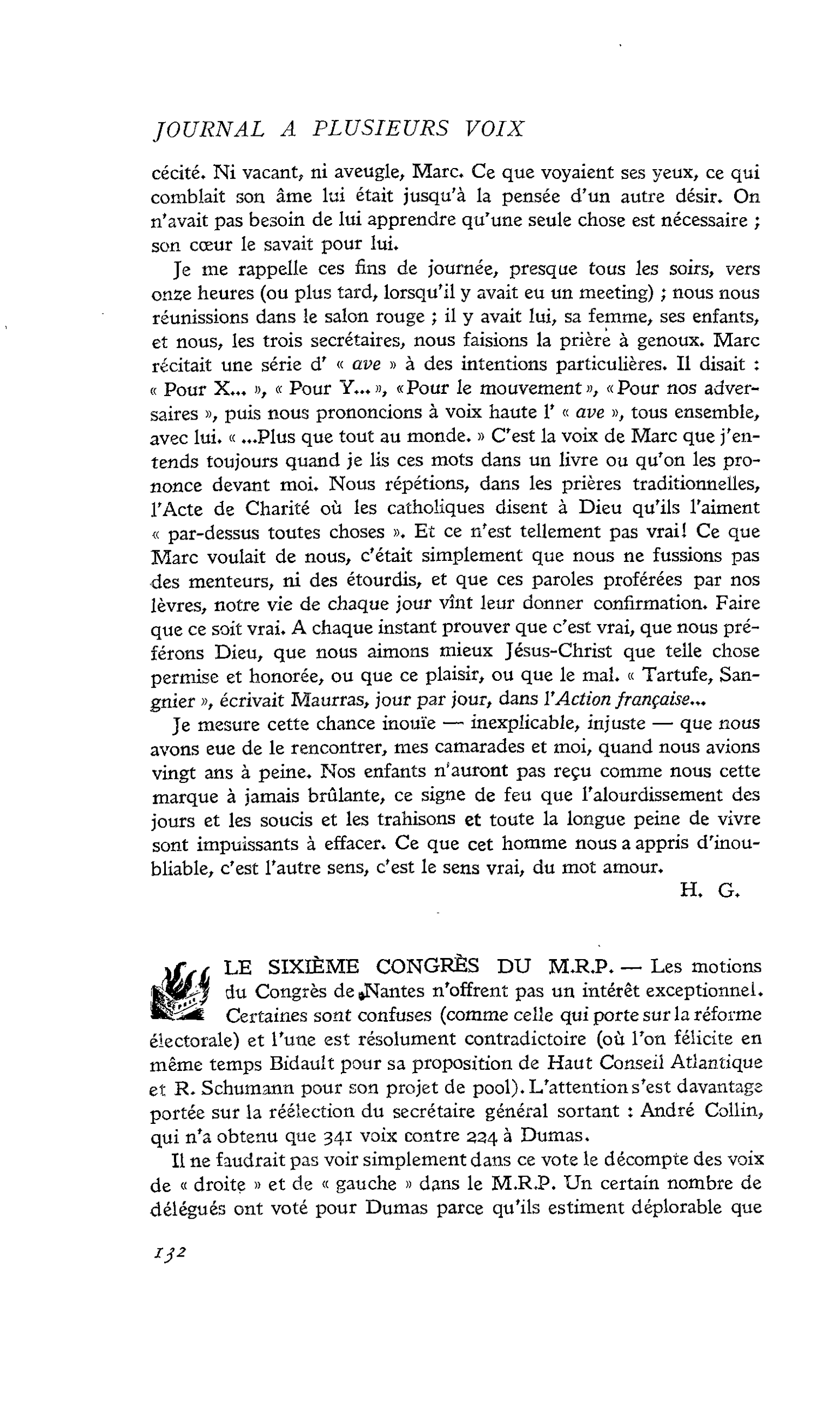 LE SIXIÈME CONGRES DU M.R.P.
