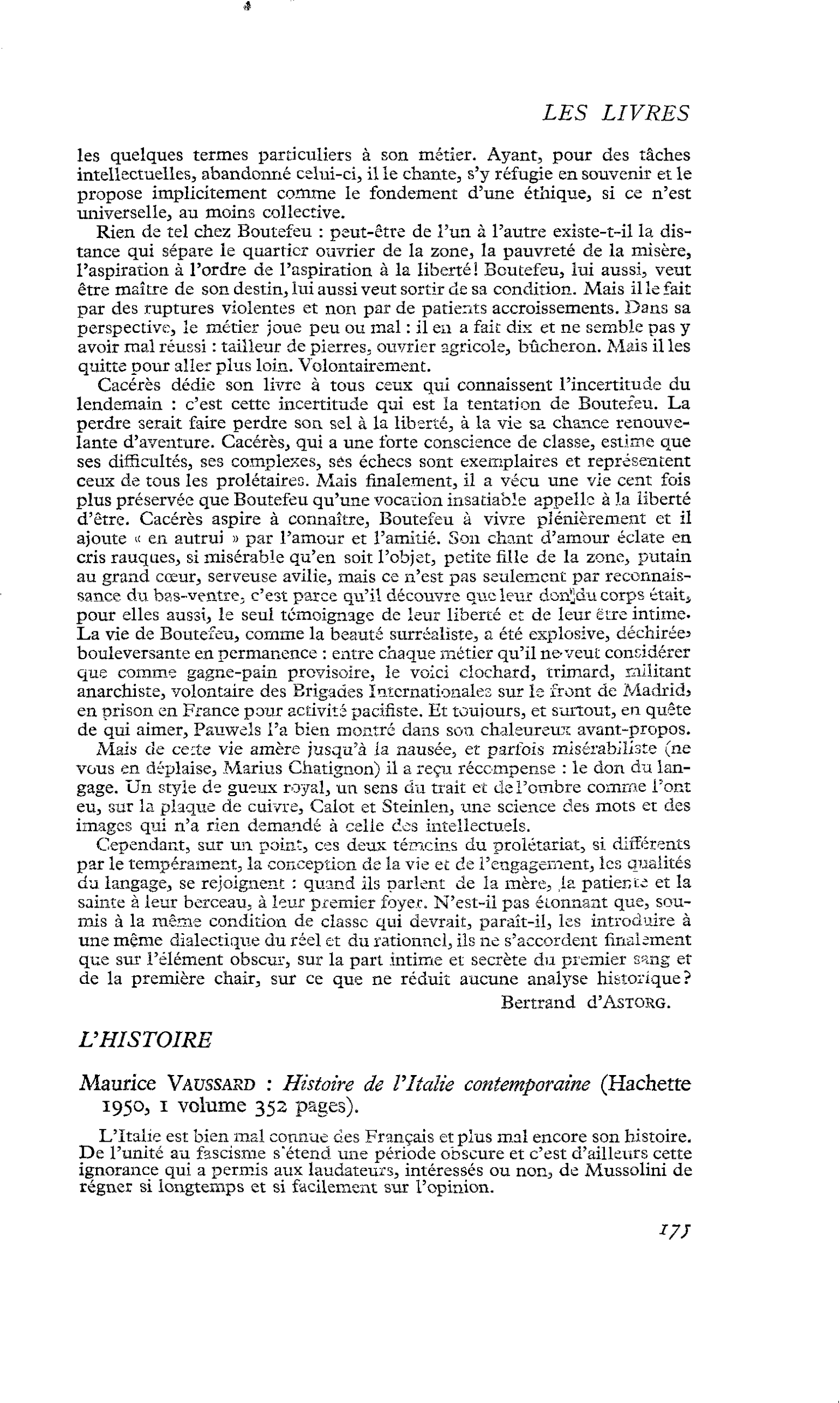 Maurice Vaussard : Histoire de l’Italie contemporaine