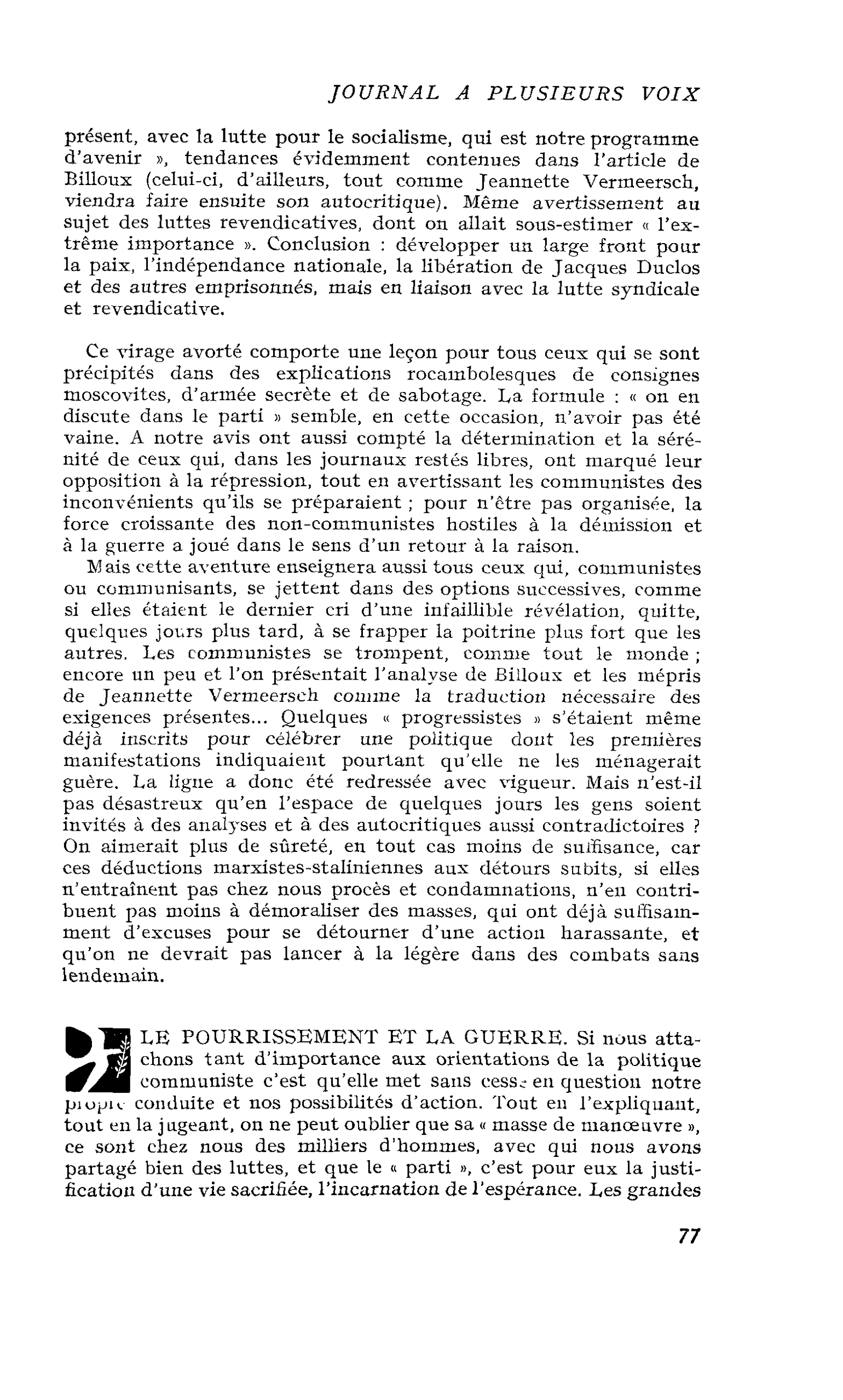 LE POURRISSEMENT ET LA GUERRE