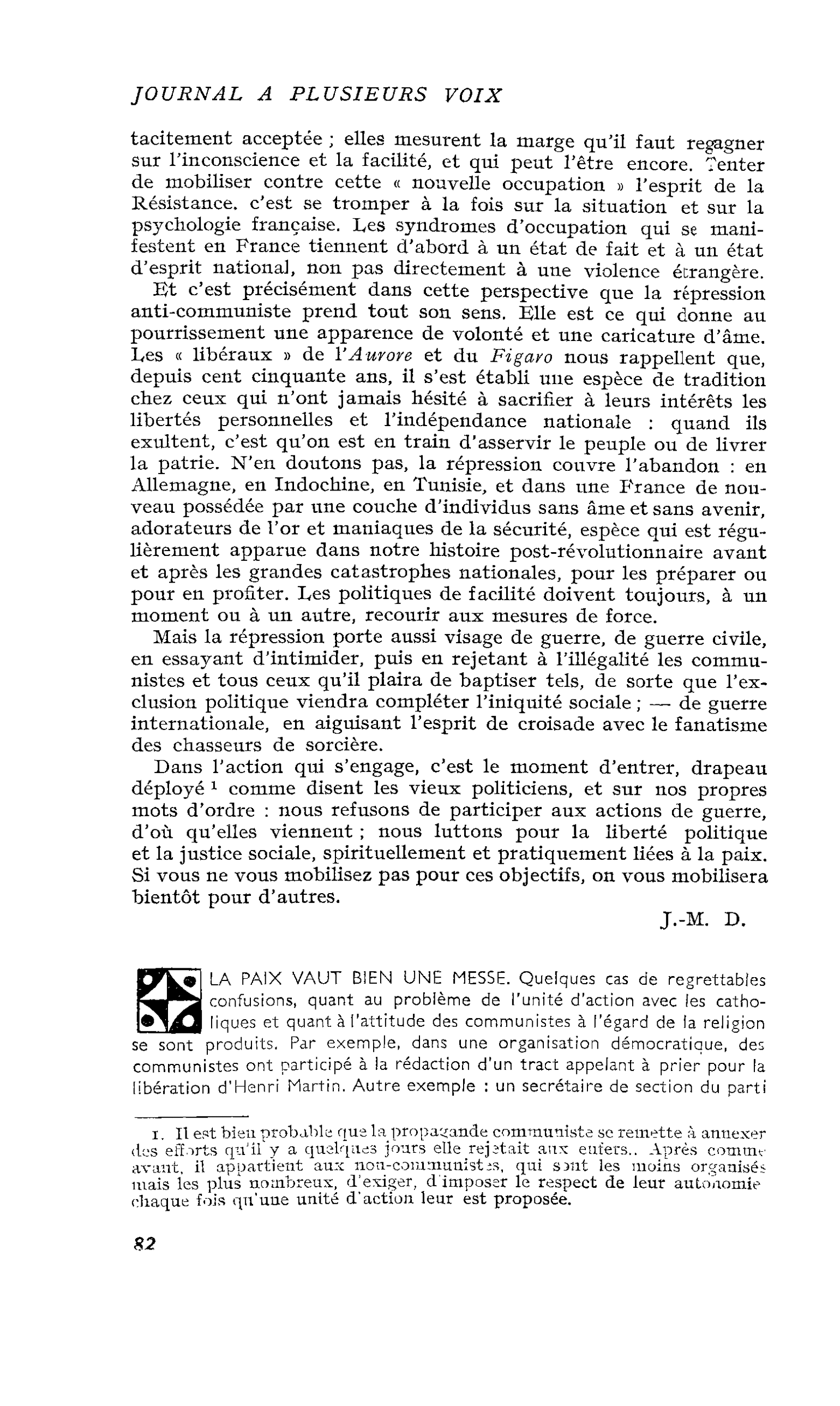 LA PAIX VAUT BIEN UNE MESSE