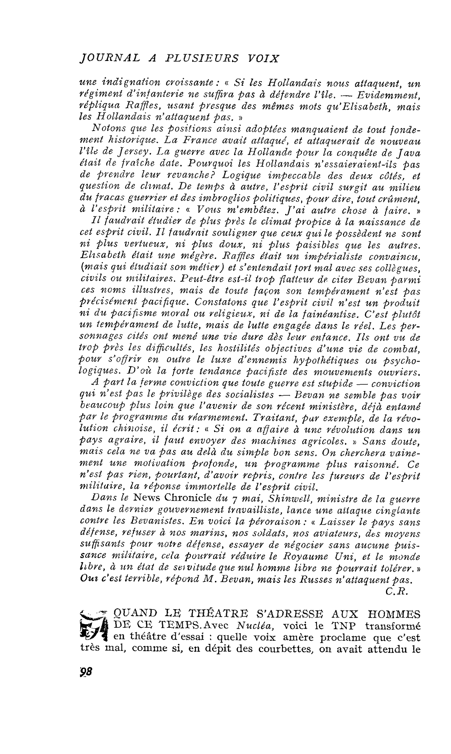 QUAND LE THÉÂTRE S’ADRESSE AUX HOMMES DE CE TEMPS