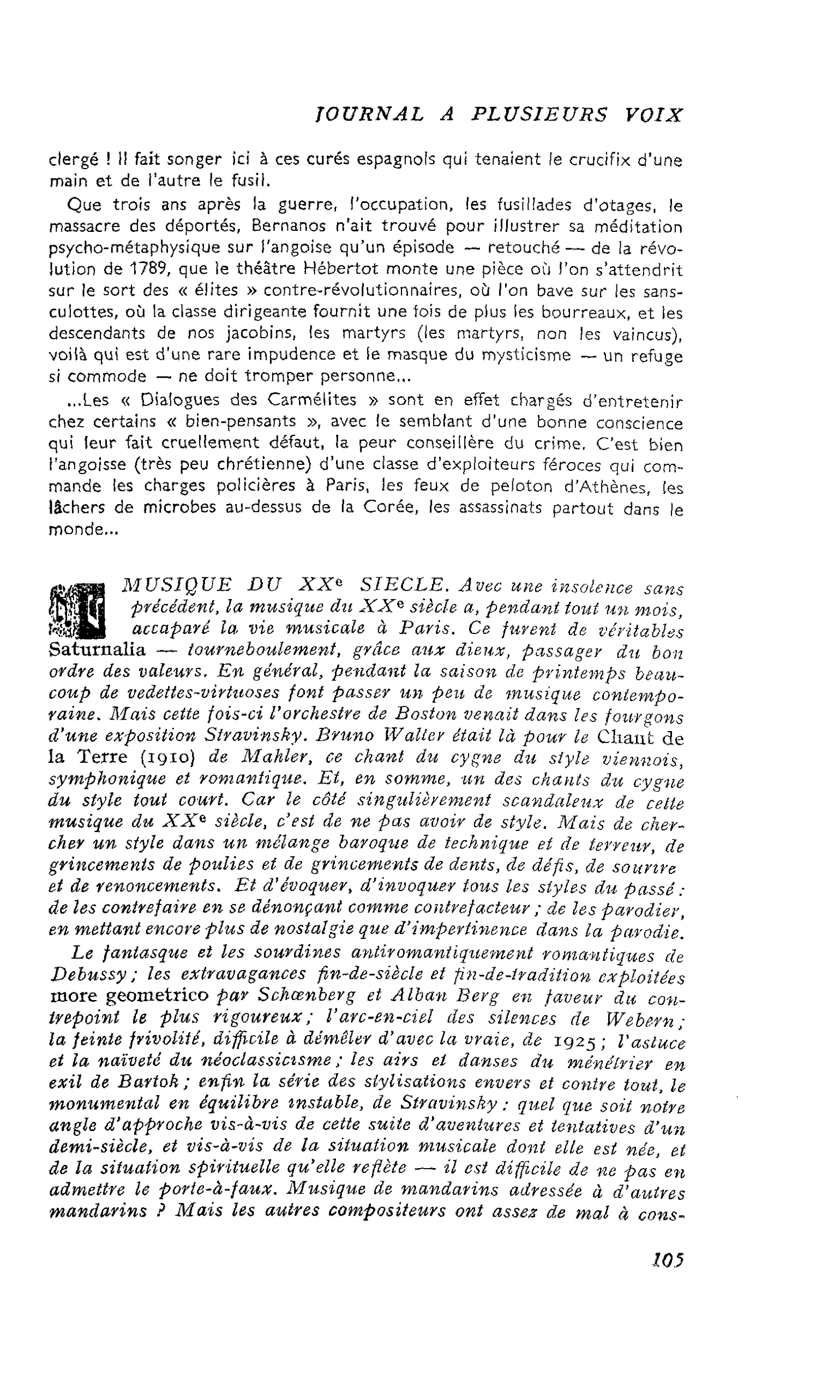 MUSIQUE DU XXe SIECLE