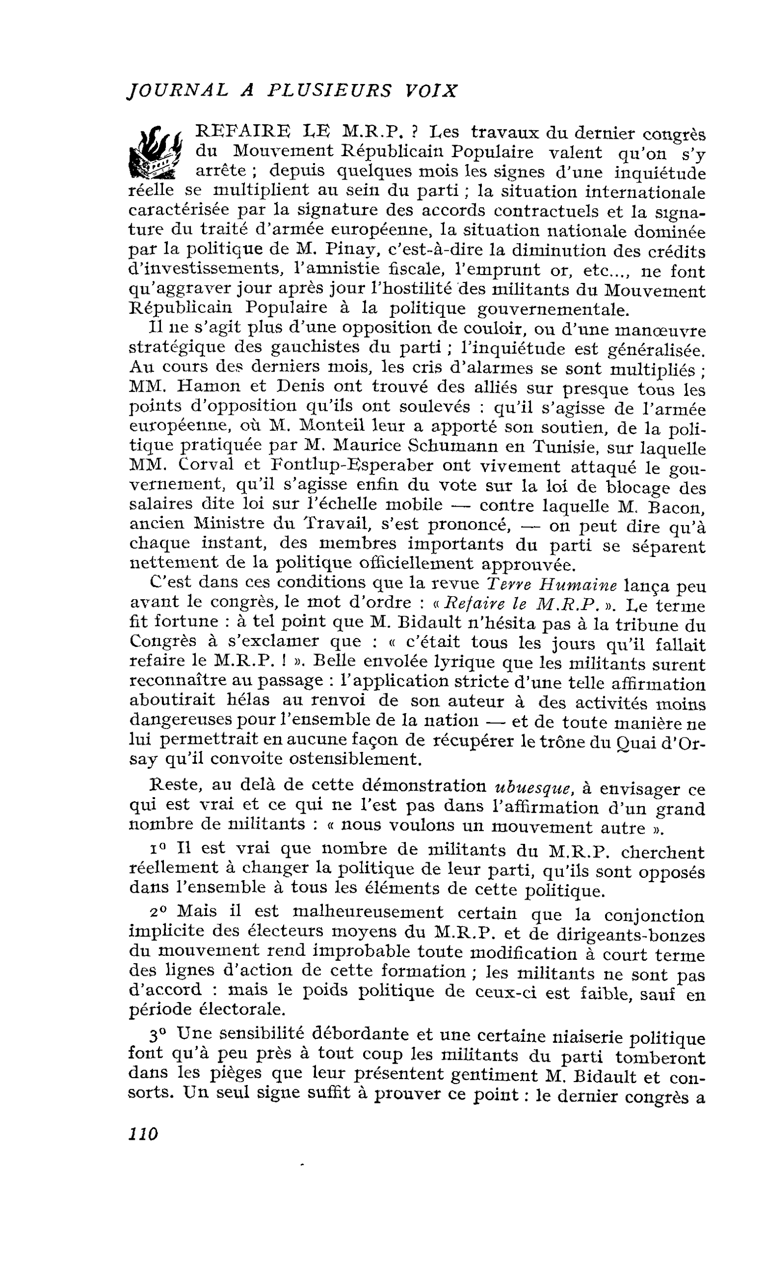 REFAIRE LE M.R.P. ?