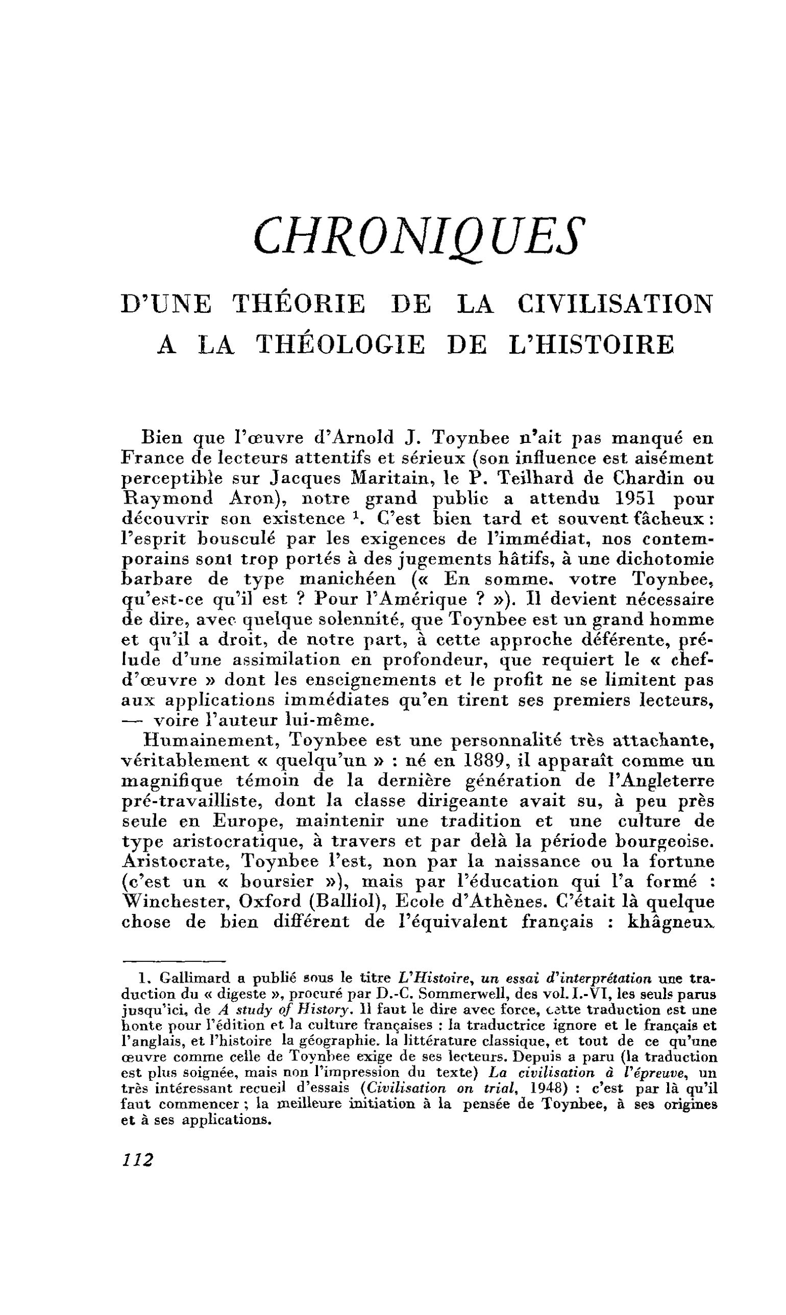 D’UNE THÉORIE DE LA CIVILISATION A LA THÉOLOGIE DE L’HISTOIRE