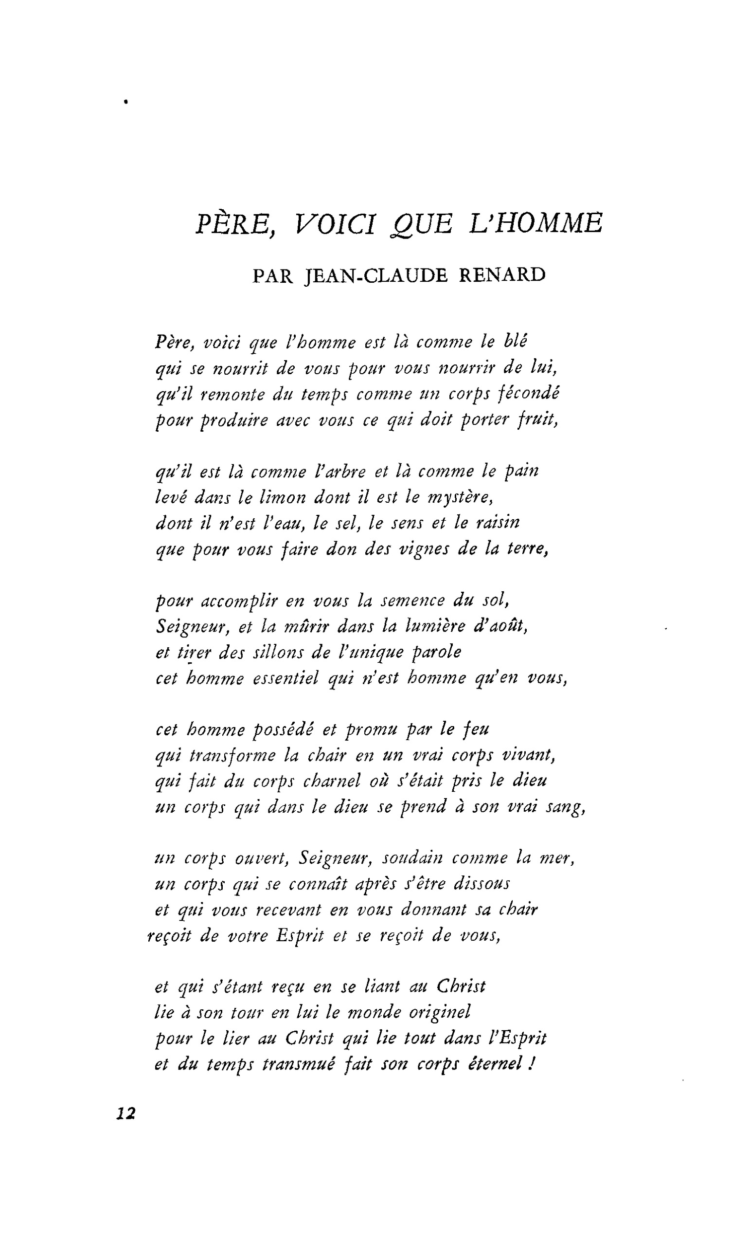 PÈRE, VOICI QUE L’HOMME
