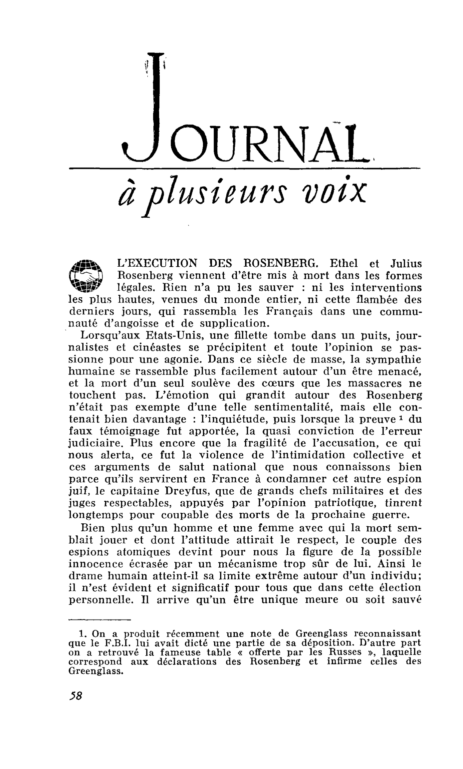 L’EXECUTION DES ROSENBERG