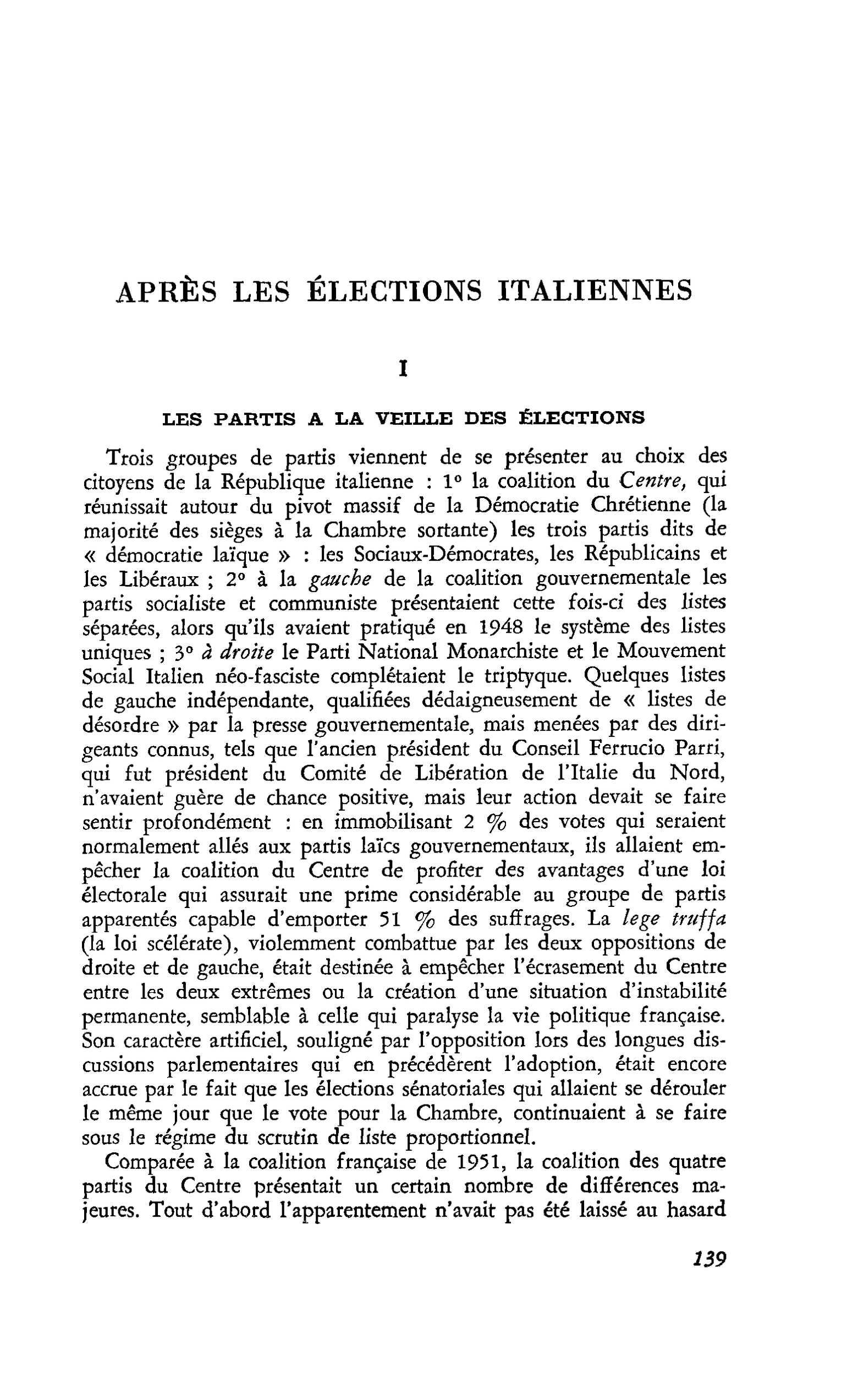 APRÈS LES ÉLECTIONS ITALIENNES