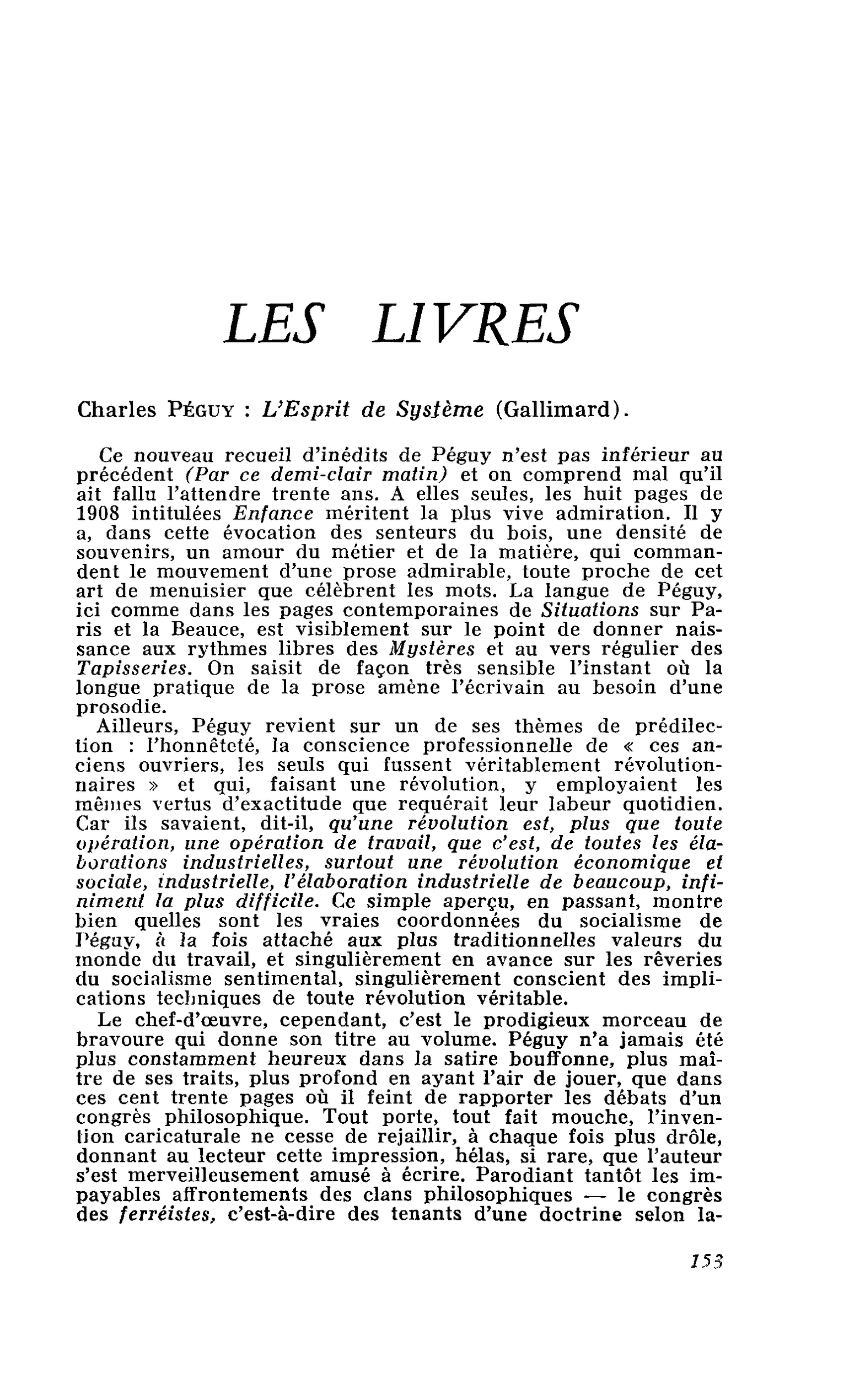 Charles Péguy : L’Esprit de Système