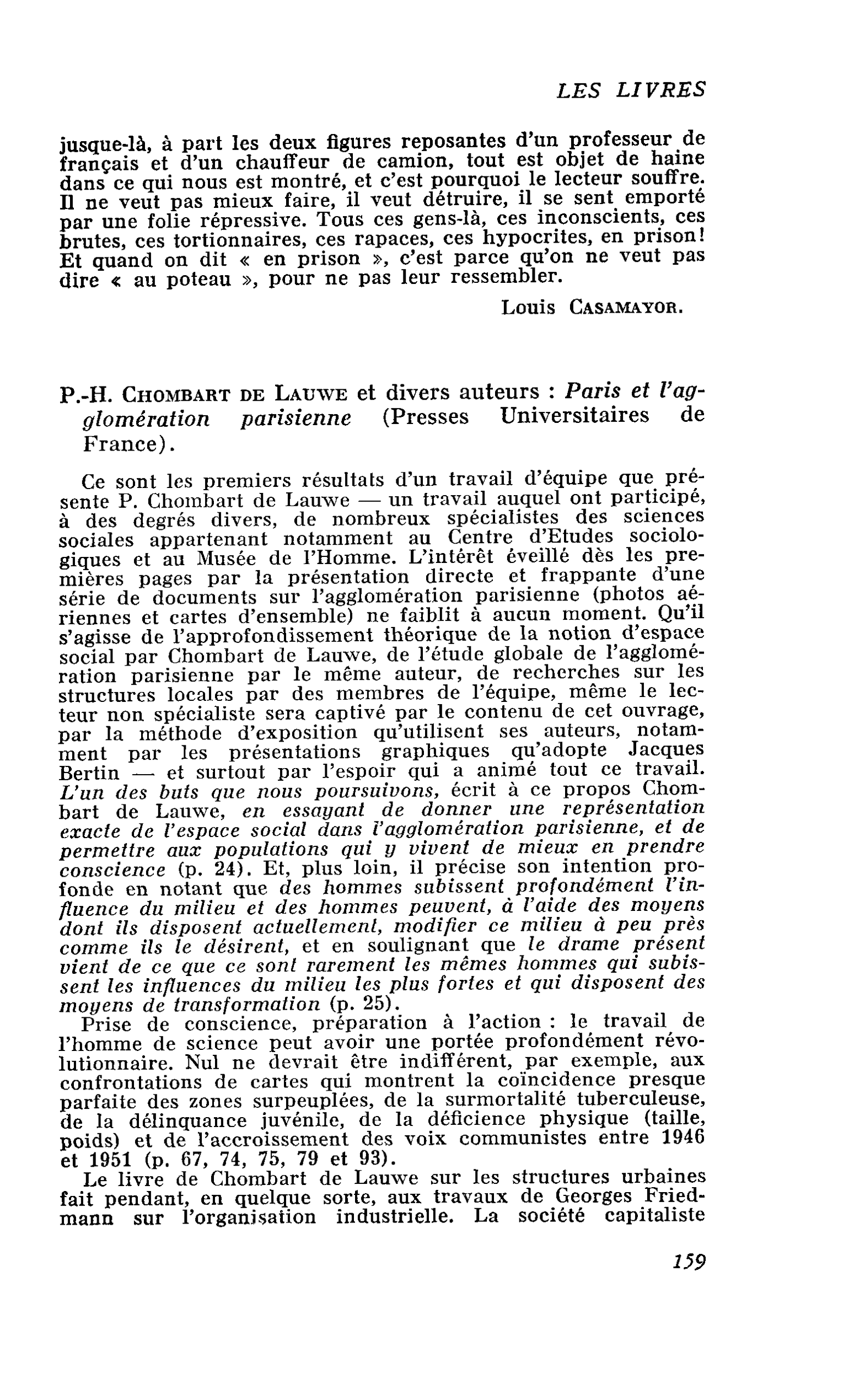 P.-H. Chombart de Lauwe et divers auteurs : Paris et l’agglomération parisienne