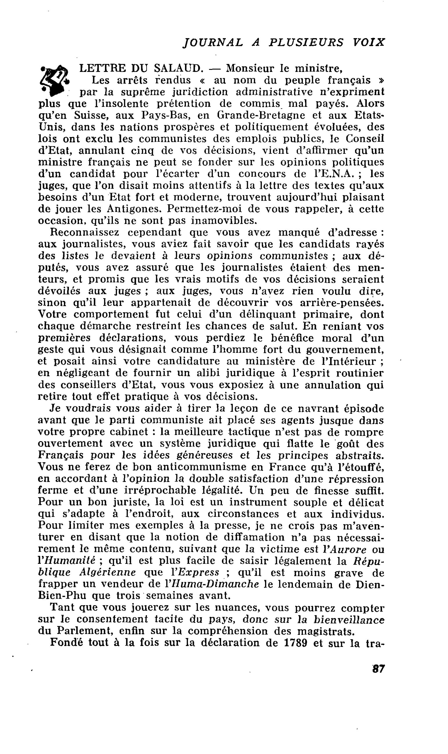 LETTRE DU SALAUD