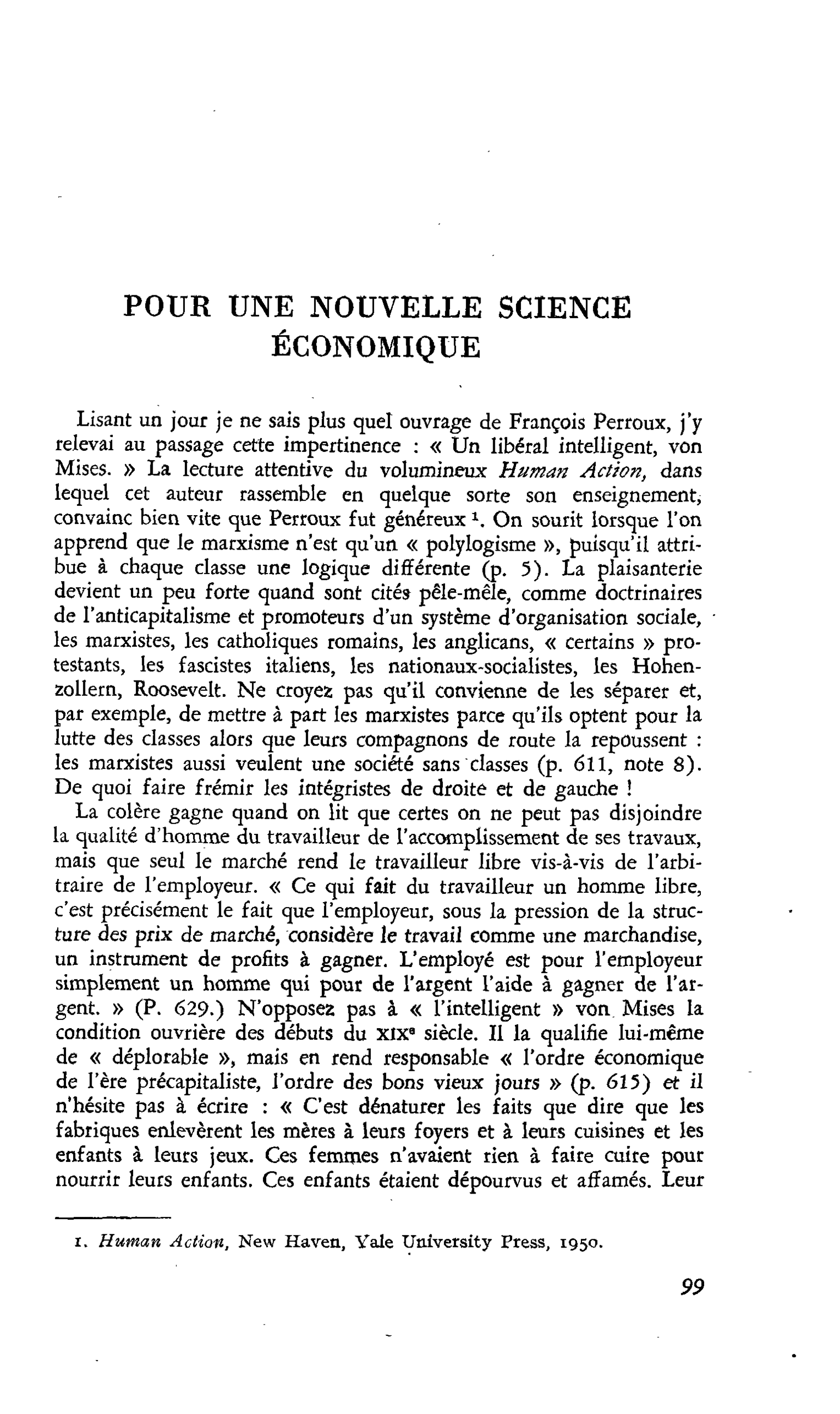 Pour une nouvelle science économique